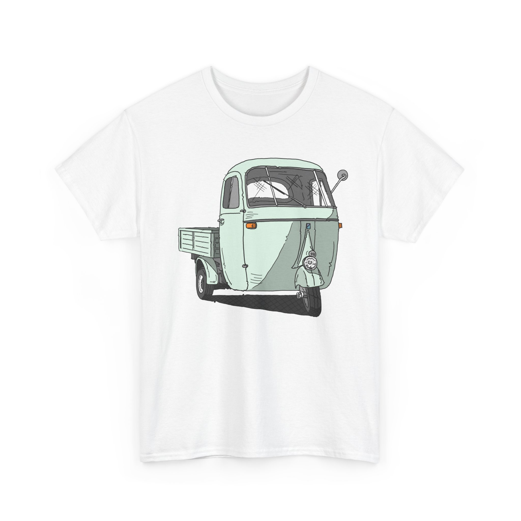 T-Shirt, Piaggio Ape, Strichzeichnung, Türkis, mit Kennzeichen personalisierbar – Bild 8