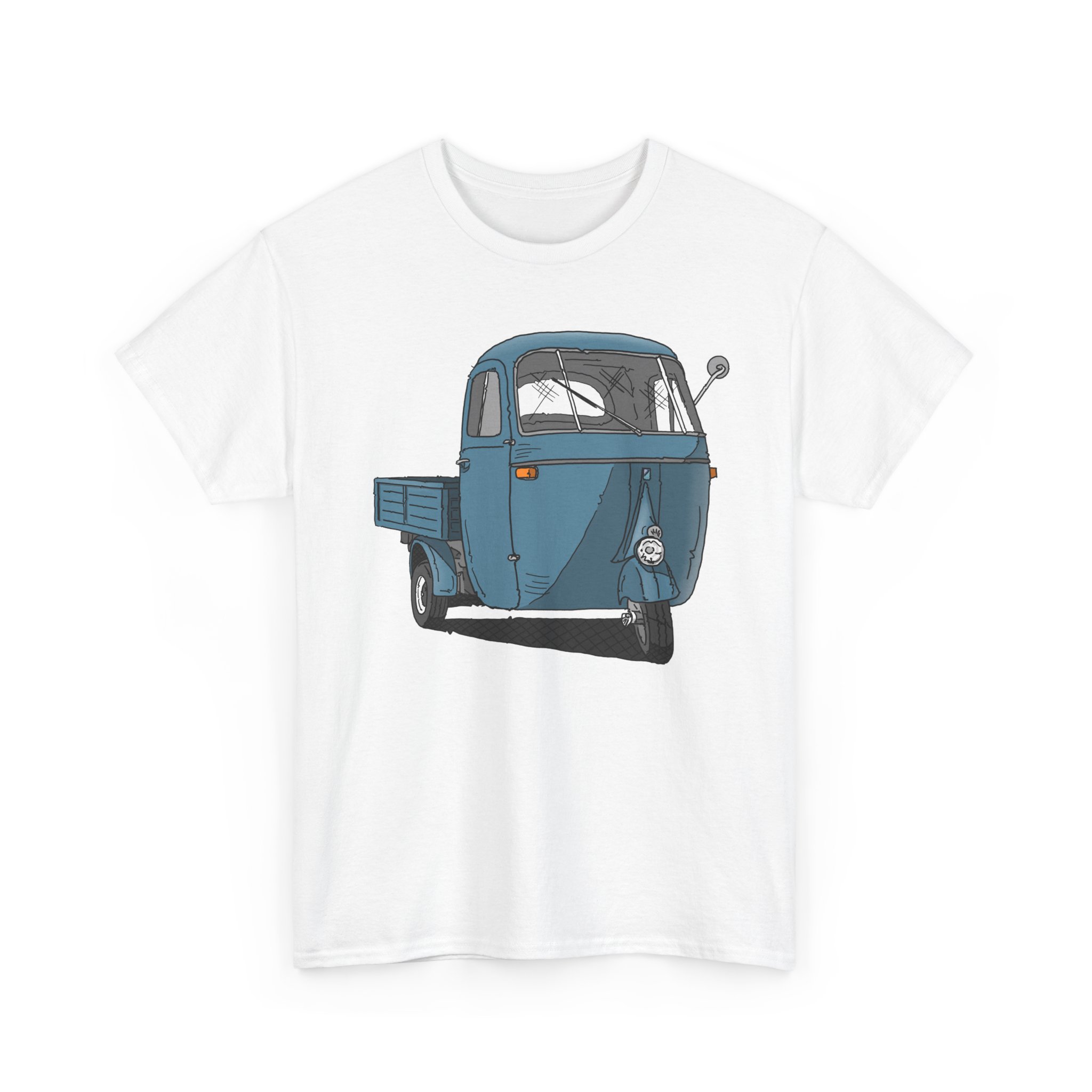 T-Shirt, Piaggio Ape, Strichzeichnung, Blau, mit Kennzeichen personalisierbar – Bild 8