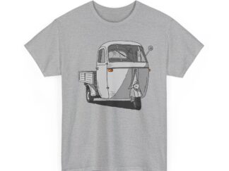 T-Shirt, Piaggio Ape, Strichzeichnung, Grau, mit Kennzeichen personalisierbar