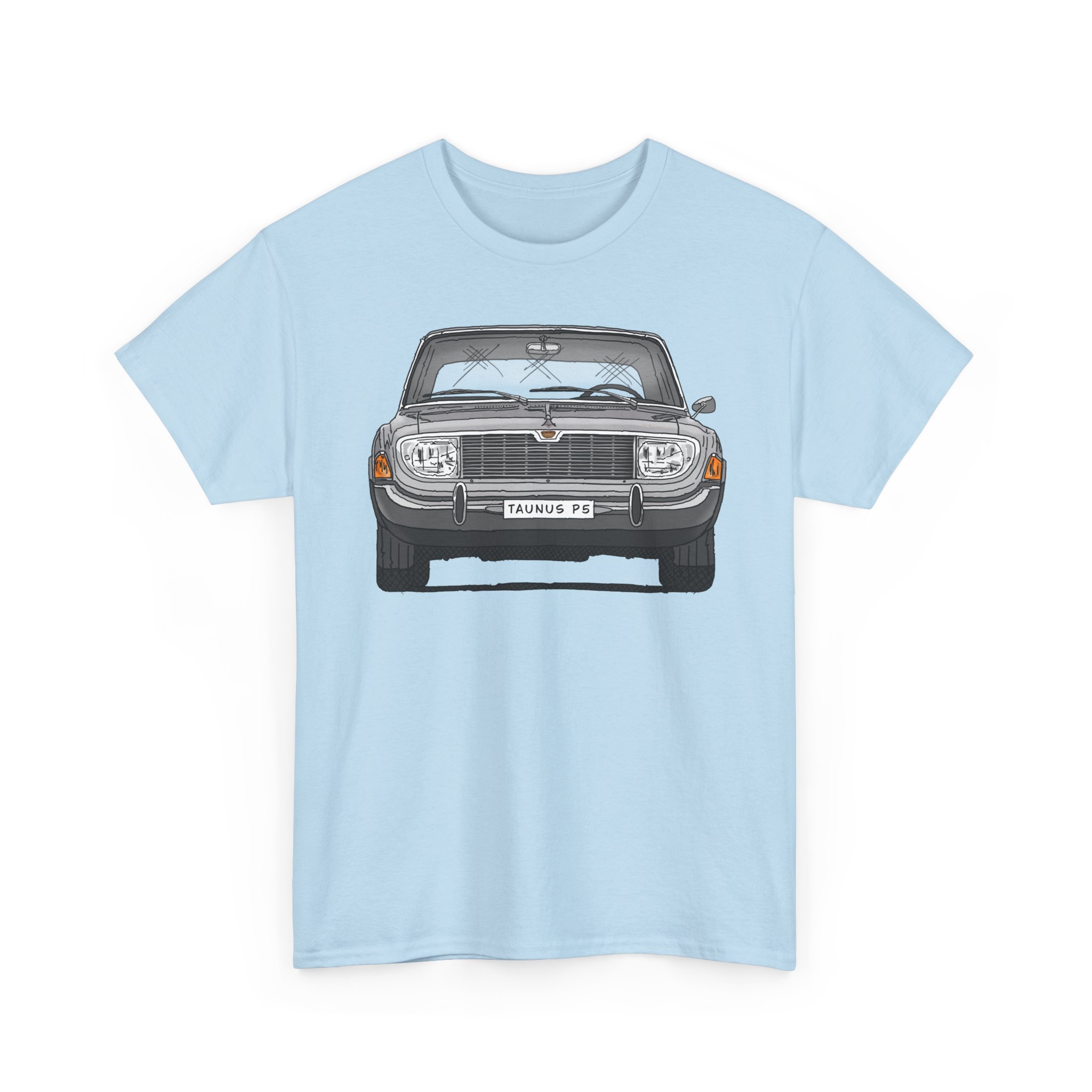 T-Shirt, Ford Taunus P5 17M, Strichzeichnung, Grau, eigenes Kennzeichen möglich – Bild 7