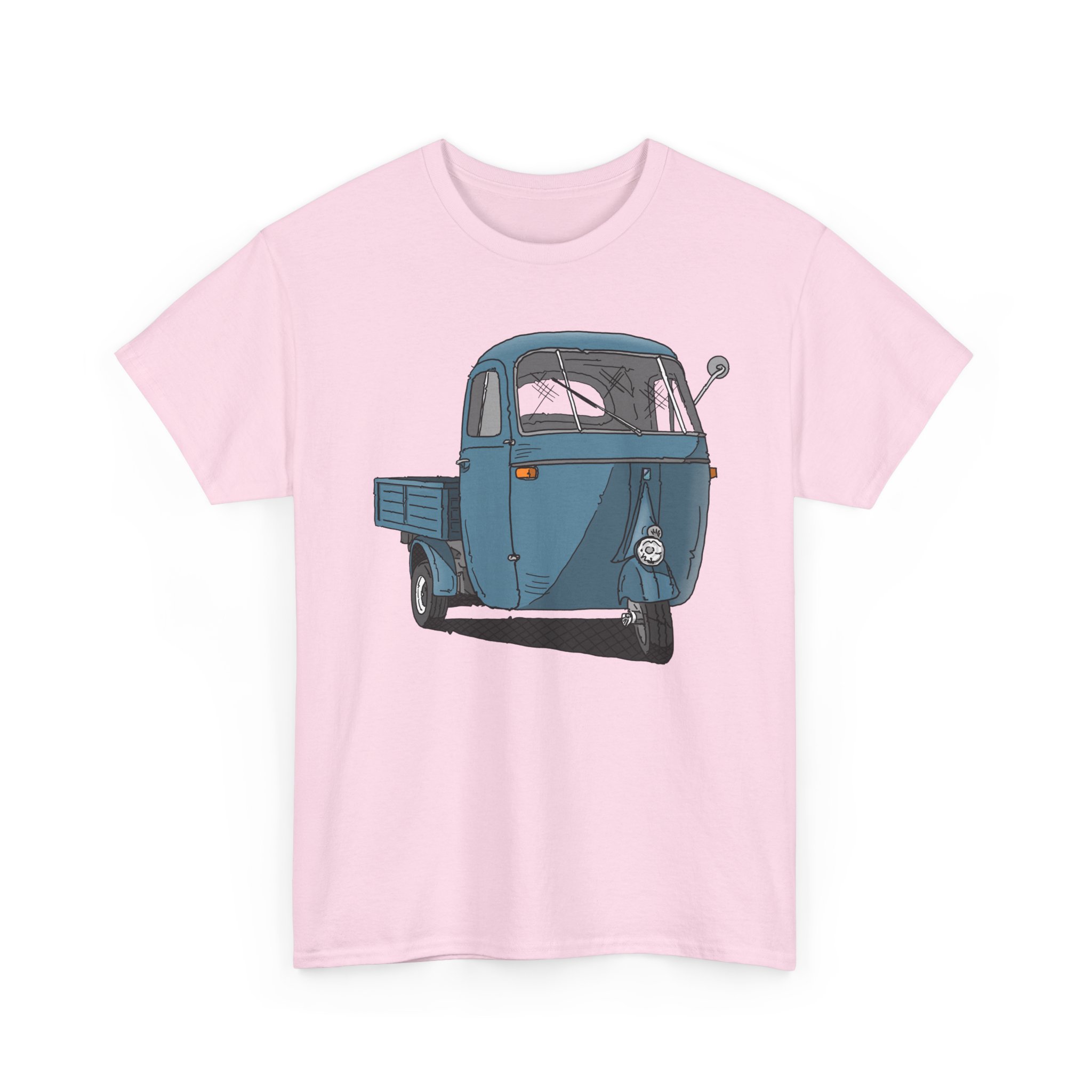 T-Shirt, Piaggio Ape, Strichzeichnung, Blau, mit Kennzeichen personalisierbar – Bild 4
