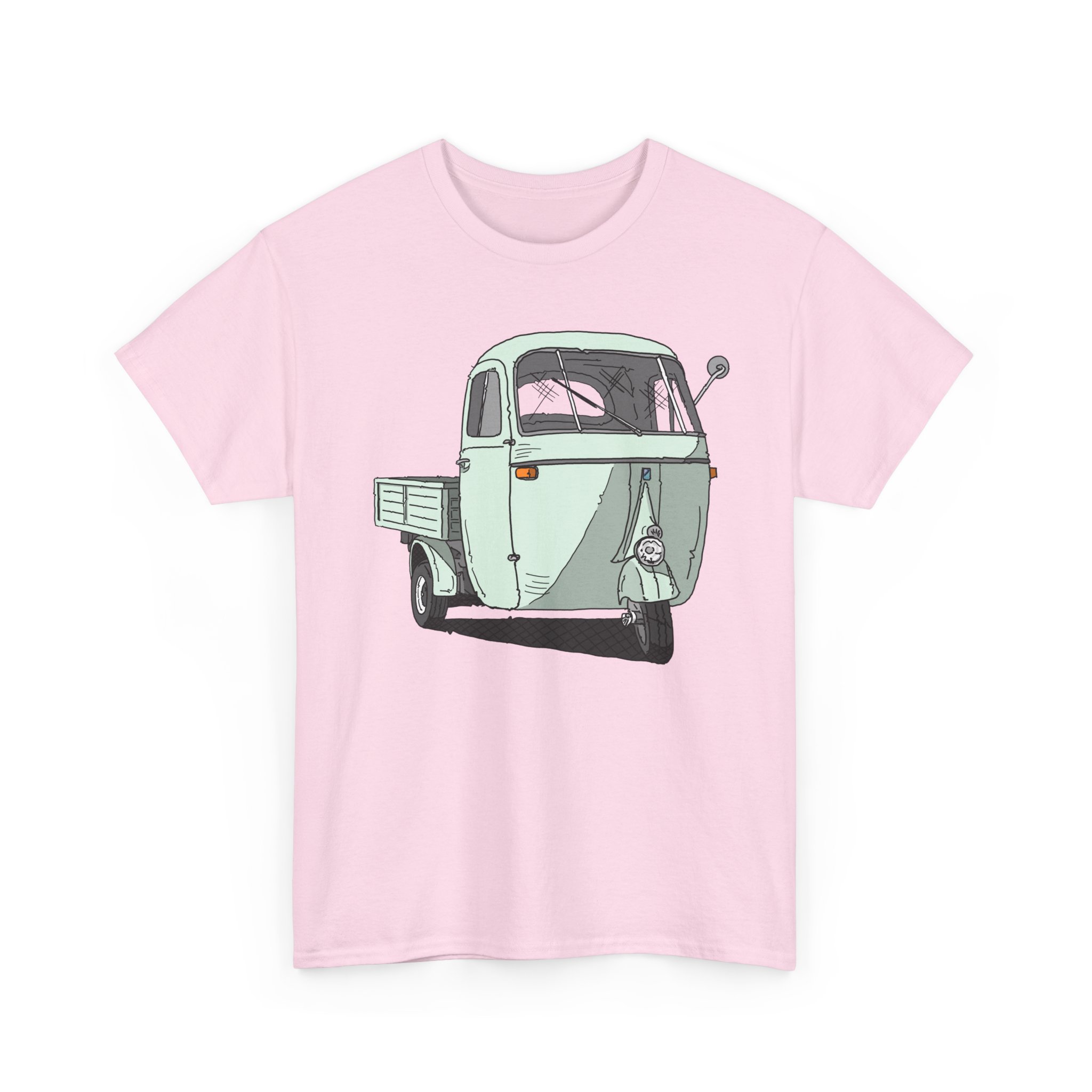 T-Shirt, Piaggio Ape, Strichzeichnung, Türkis, mit Kennzeichen personalisierbar – Bild 5
