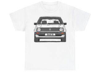 T-Shirt, Golf 2, Strichzeichnung, Weiß, personalisierbar