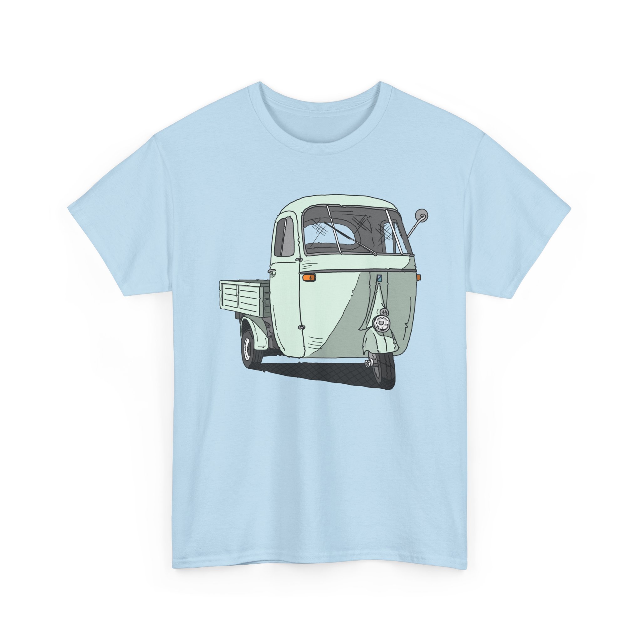 T-Shirt, Piaggio Ape, Strichzeichnung, Türkis, mit Kennzeichen personalisierbar – Bild 4