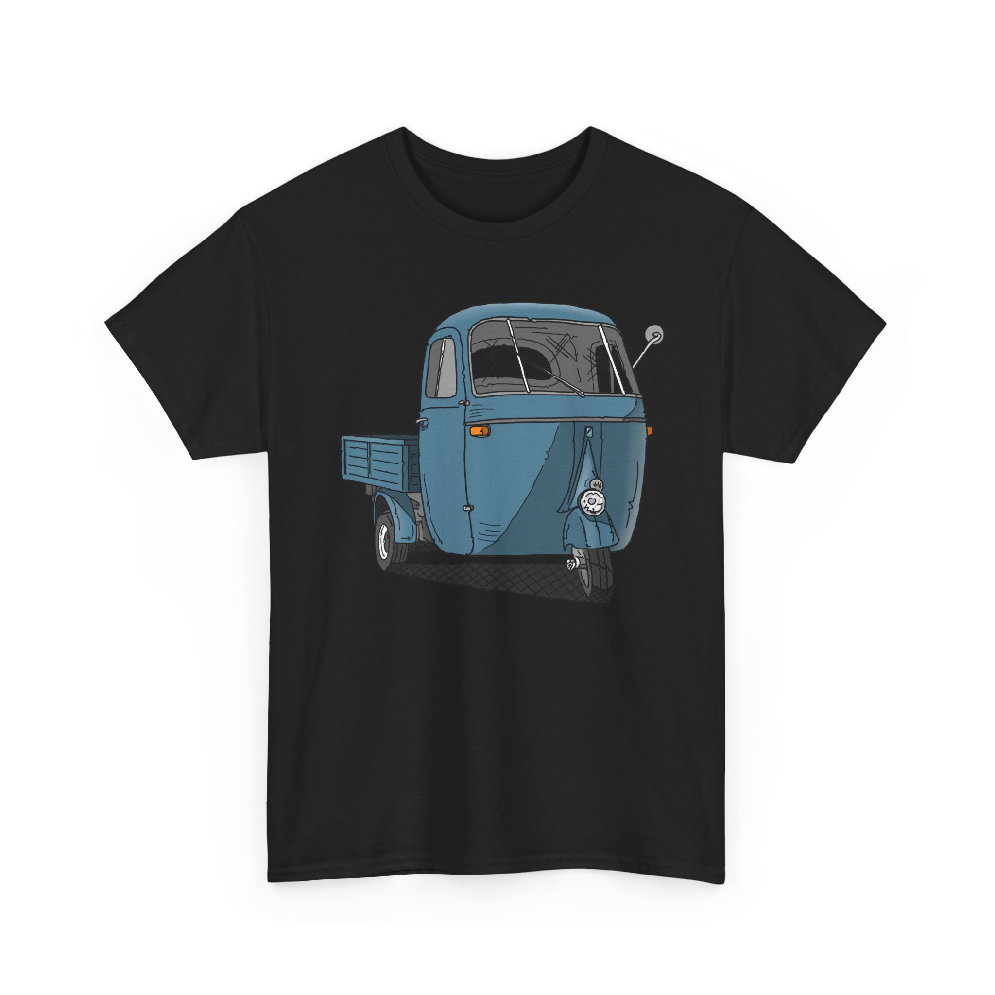 T-Shirt, Piaggio Ape, Strichzeichnung, Blau, mit Kennzeichen personalisierbar – Bild 9
