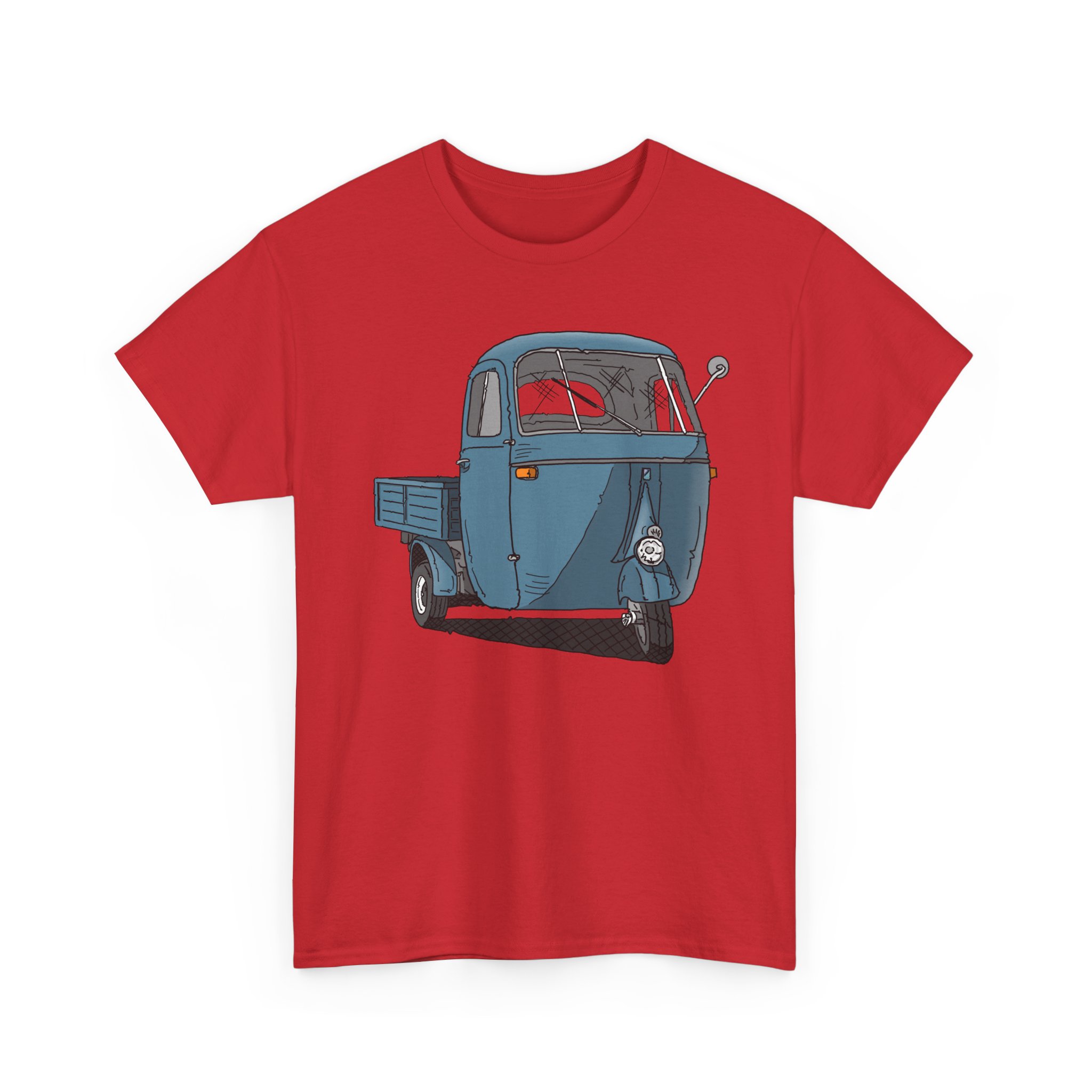 T-Shirt, Piaggio Ape, Strichzeichnung, Blau, mit Kennzeichen personalisierbar – Bild 6