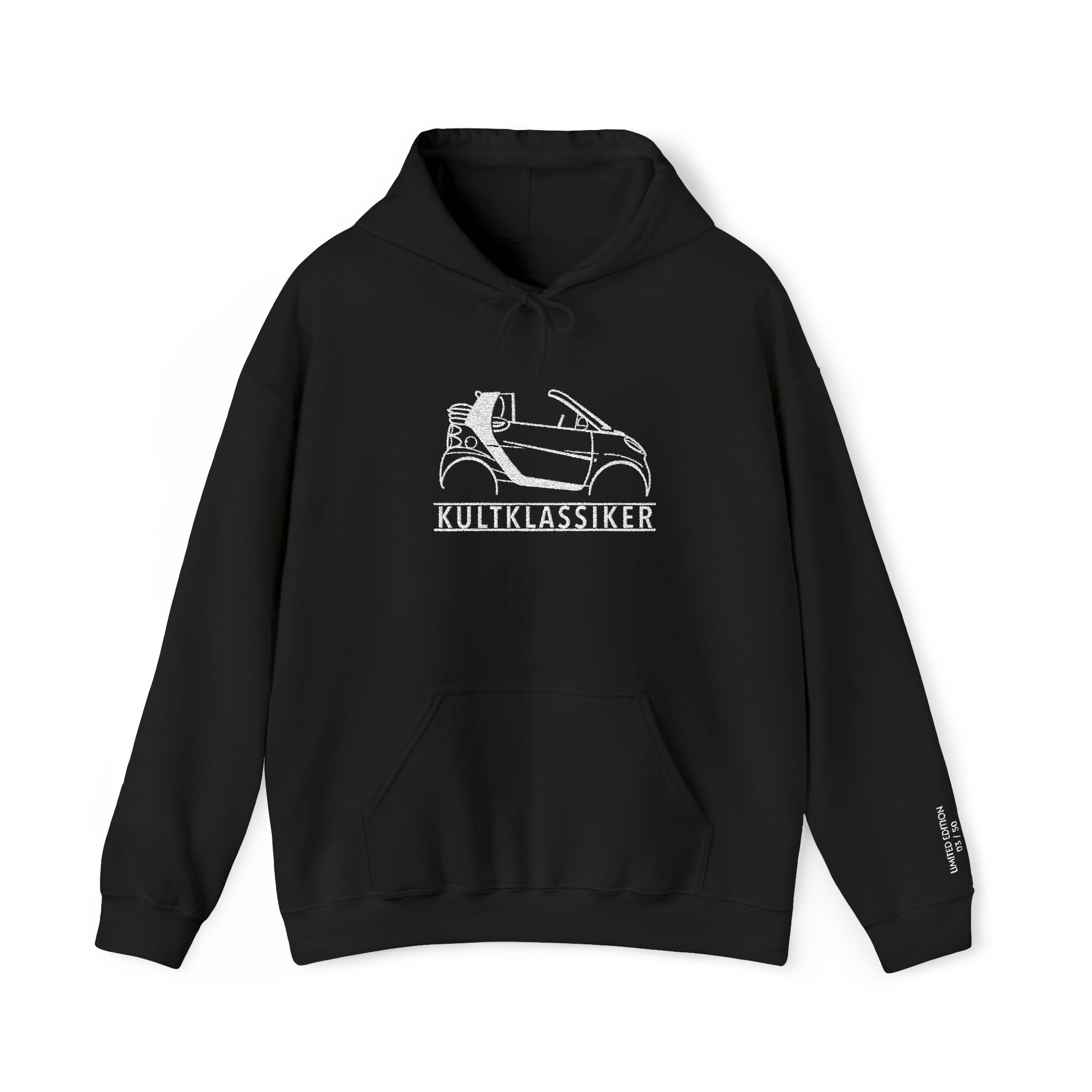 Streng limitiertes Hoodie, nur 50 Exemplare, Smart Fourtwo Cabrio, A451, Vorderseite und Ärmel edel bestickt