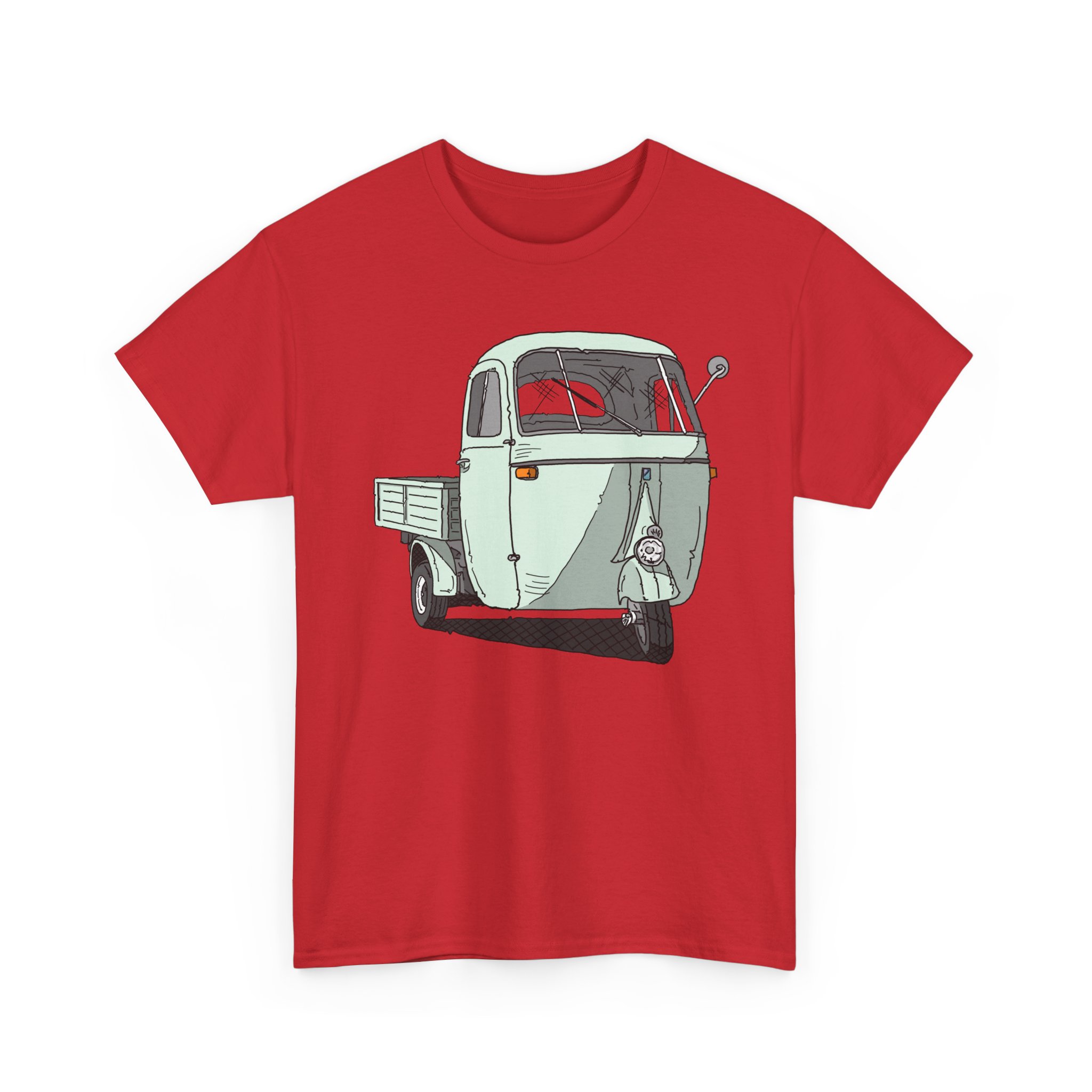 T-Shirt, Piaggio Ape, Strichzeichnung, Türkis, mit Kennzeichen personalisierbar – Bild 6