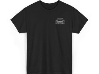 T-Shirt, Stickerei links, Triumph TR3A, TR3B, Text KULTKLASSIKER, Weiße Schrift