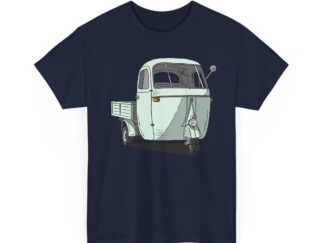 T-Shirt, Piaggio Ape, Strichzeichnung, Türkis, mit Kennzeichen personalisierbar
