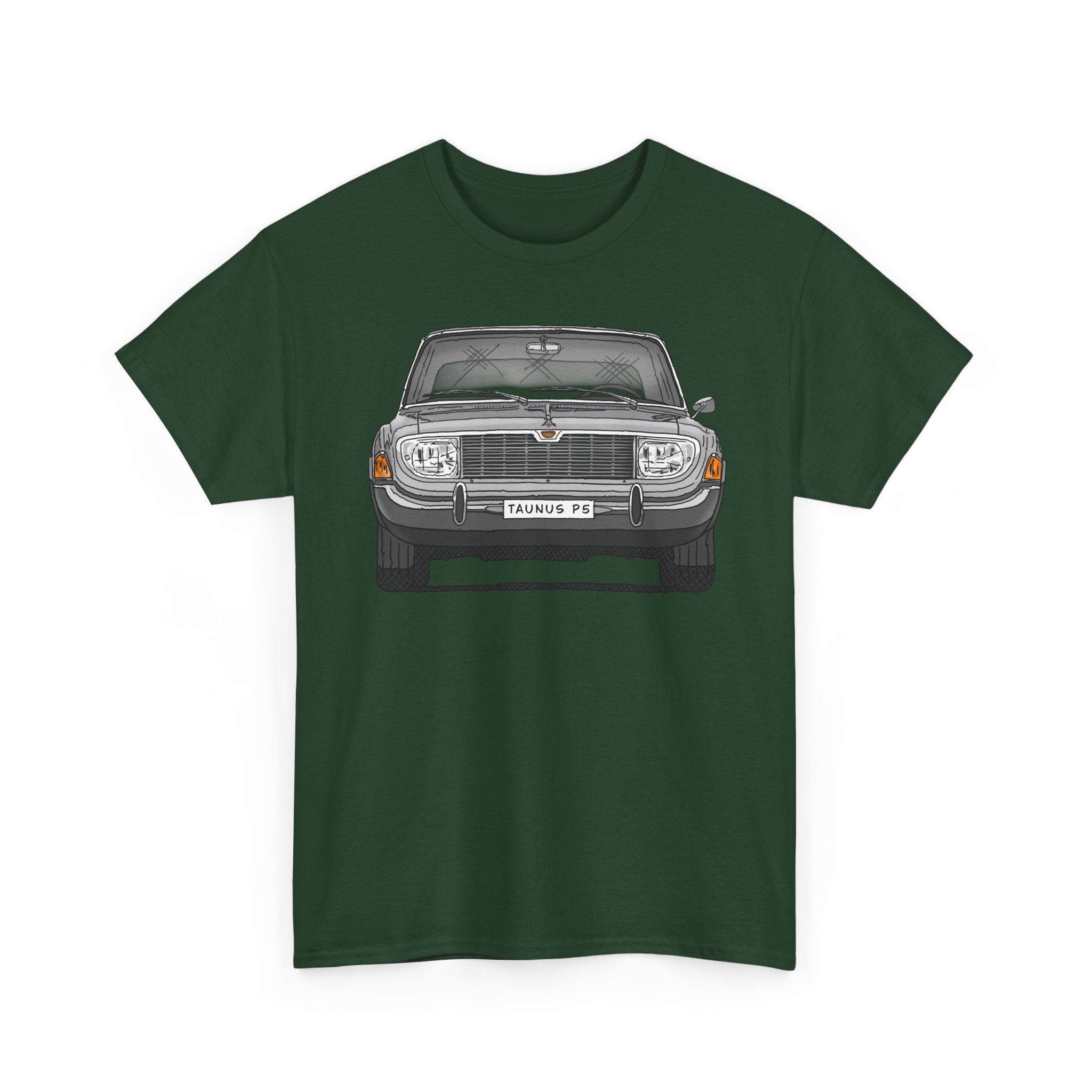 T-Shirt, Ford Taunus P5 17M, Strichzeichnung, Grau, eigenes Kennzeichen möglich – Bild 6