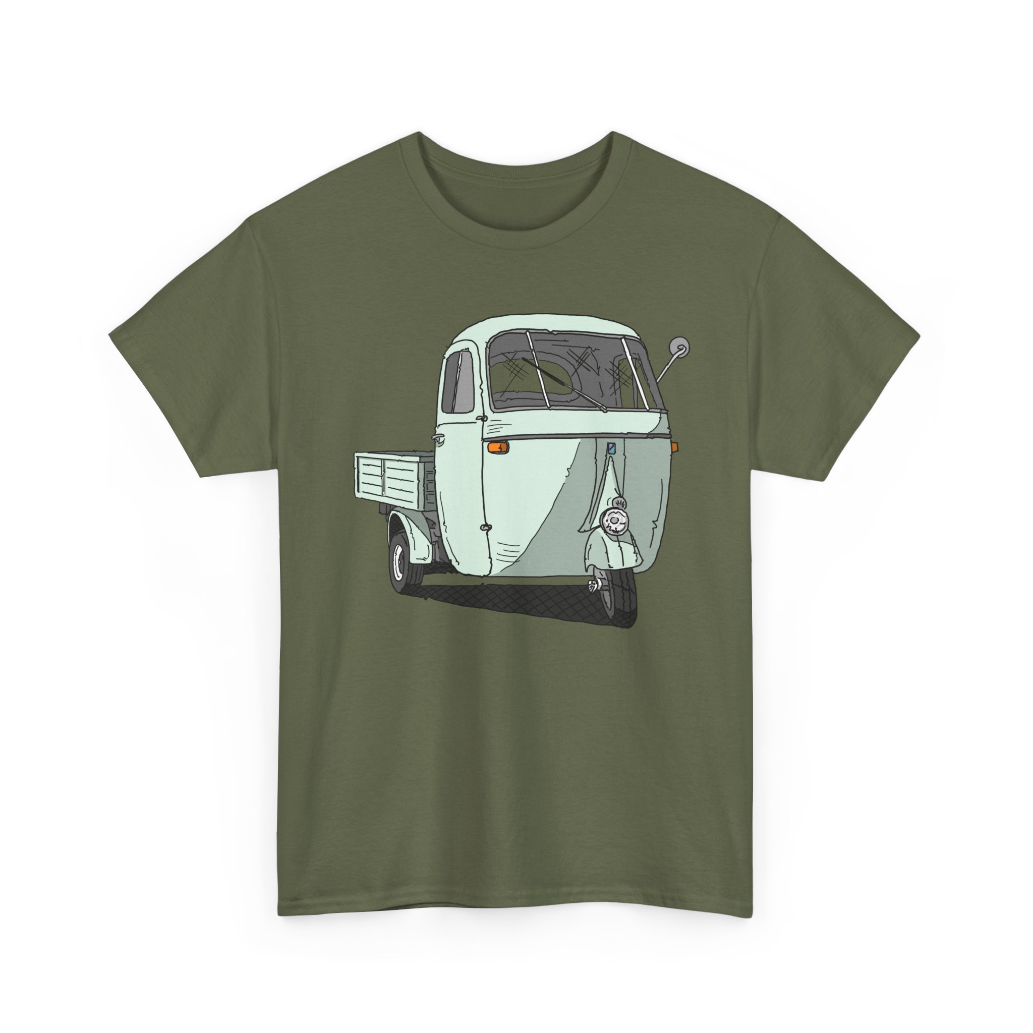 T-Shirt, Piaggio Ape, Strichzeichnung, Türkis, mit Kennzeichen personalisierbar – Bild 10