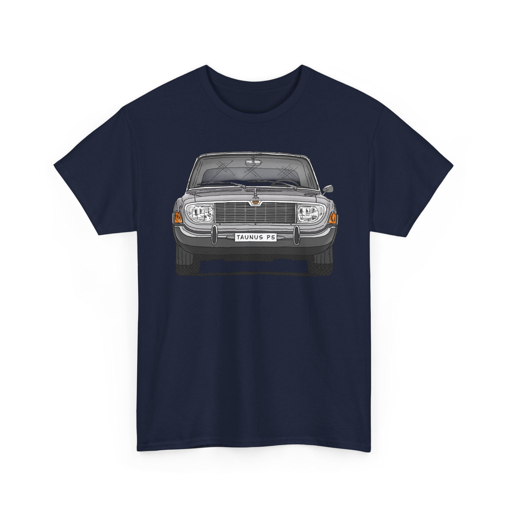 T-Shirt, Ford Taunus P5 17M, Strichzeichnung, Grau, eigenes Kennzeichen möglich – Bild 9