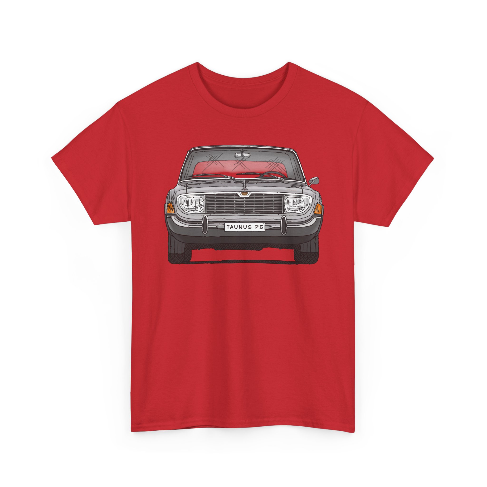 T-Shirt, Ford Taunus P5 17M, Strichzeichnung, Grau, eigenes Kennzeichen möglich – Bild 10