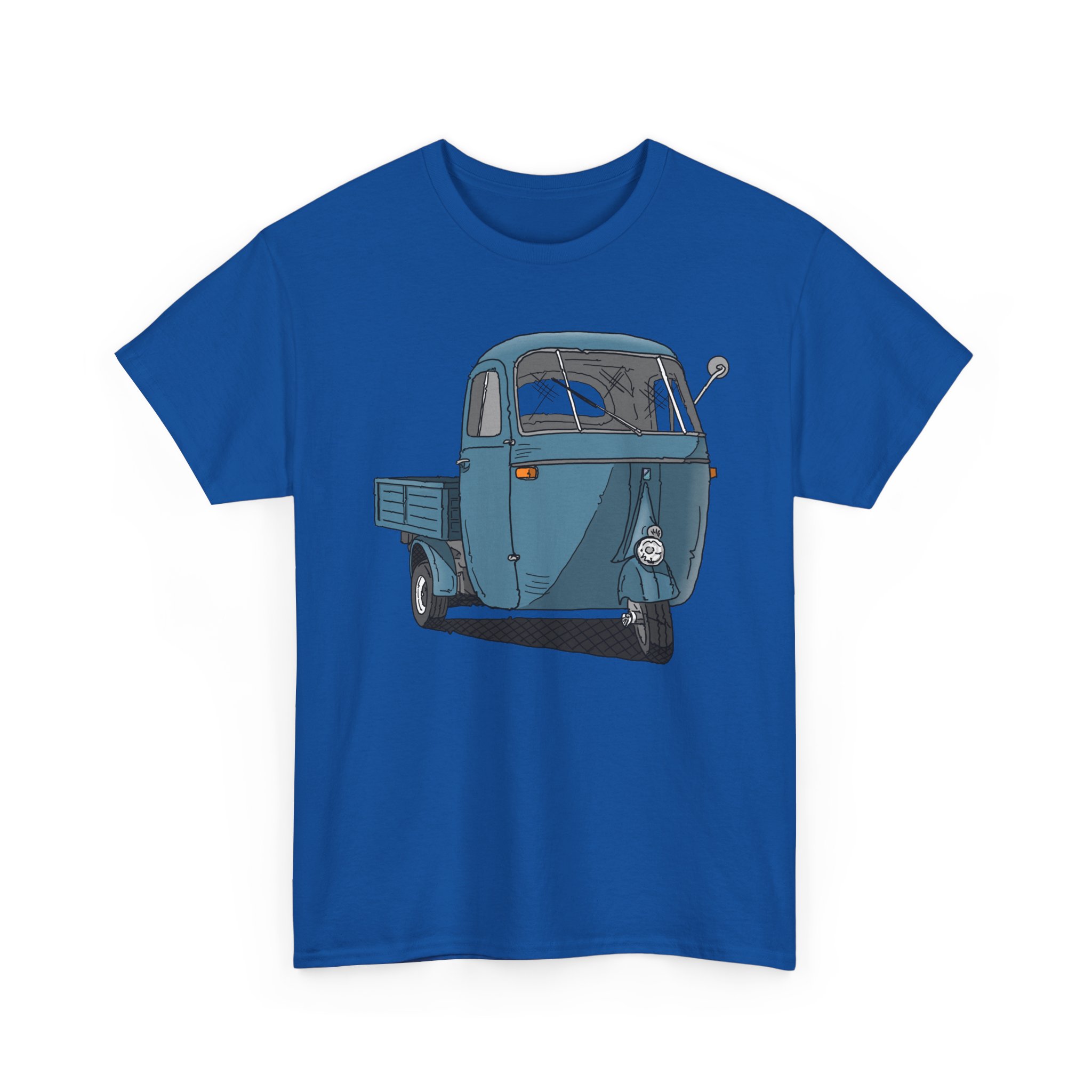 T-Shirt, Piaggio Ape, Strichzeichnung, Blau, mit Kennzeichen personalisierbar – Bild 7