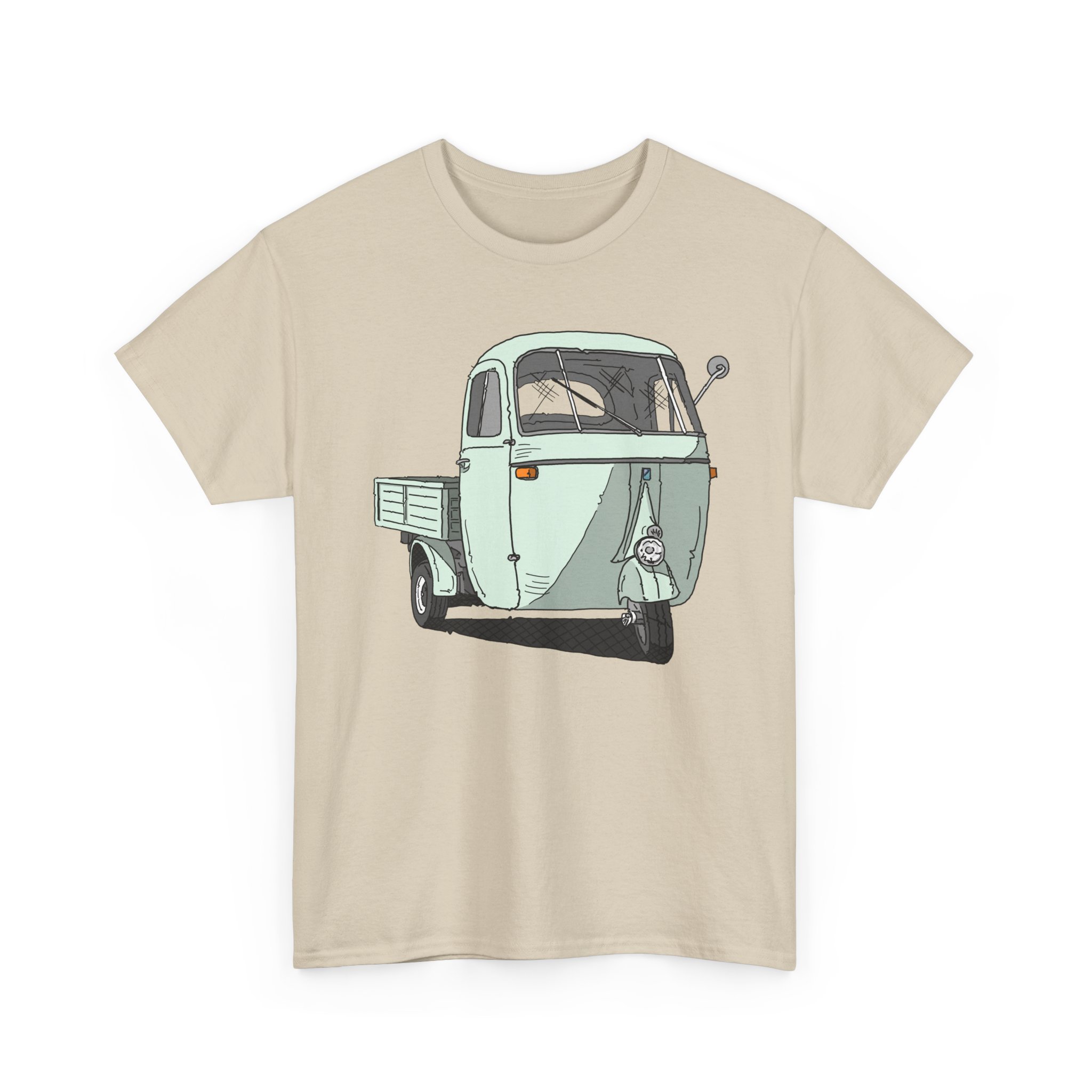 T-Shirt, Piaggio Ape, Strichzeichnung, Türkis, mit Kennzeichen personalisierbar – Bild 11