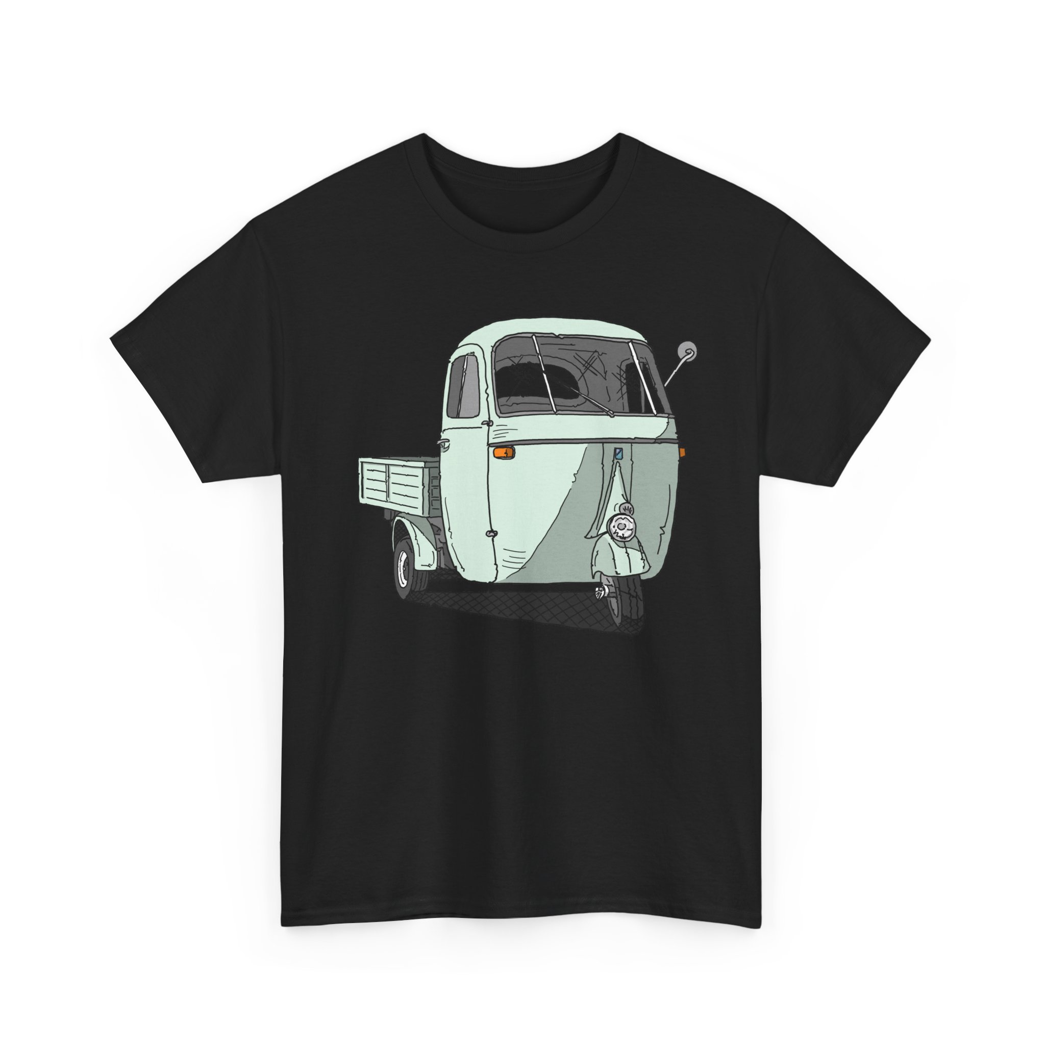 T-Shirt, Piaggio Ape, Strichzeichnung, Türkis, mit Kennzeichen personalisierbar – Bild 9