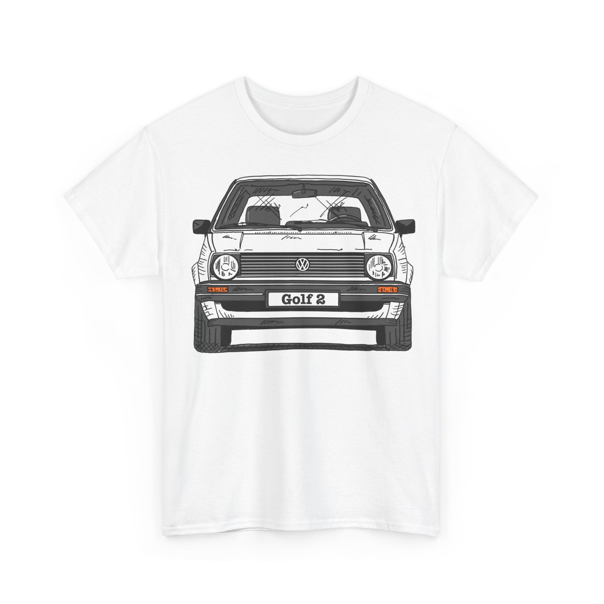 T-Shirt, Golf 2, Strichzeichnung, Weiß, personalisierbar – Bild 3