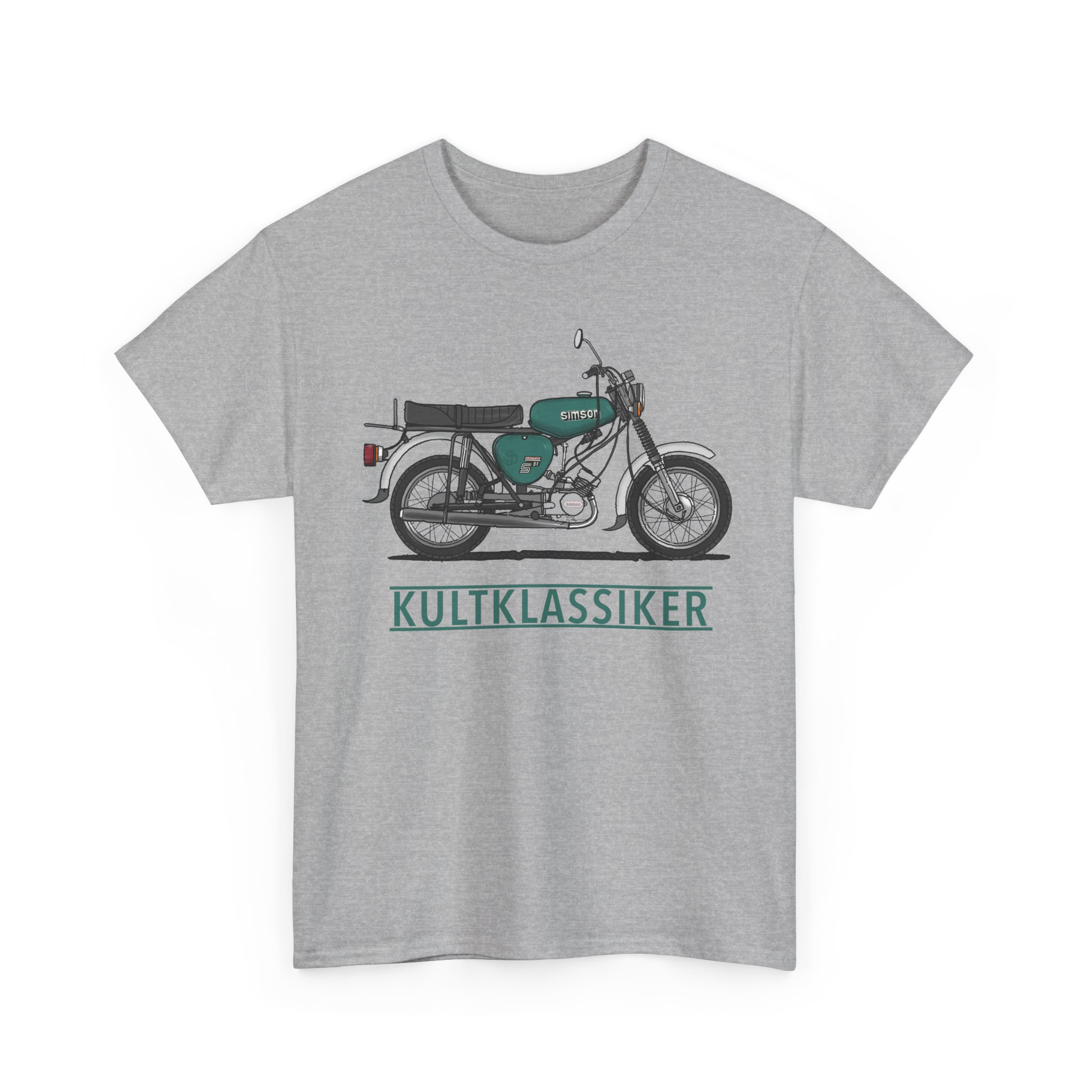 T-Shirt, Simson S51, Strichzeichnung, Grün, Schriftzug KULTKLASSIKER
