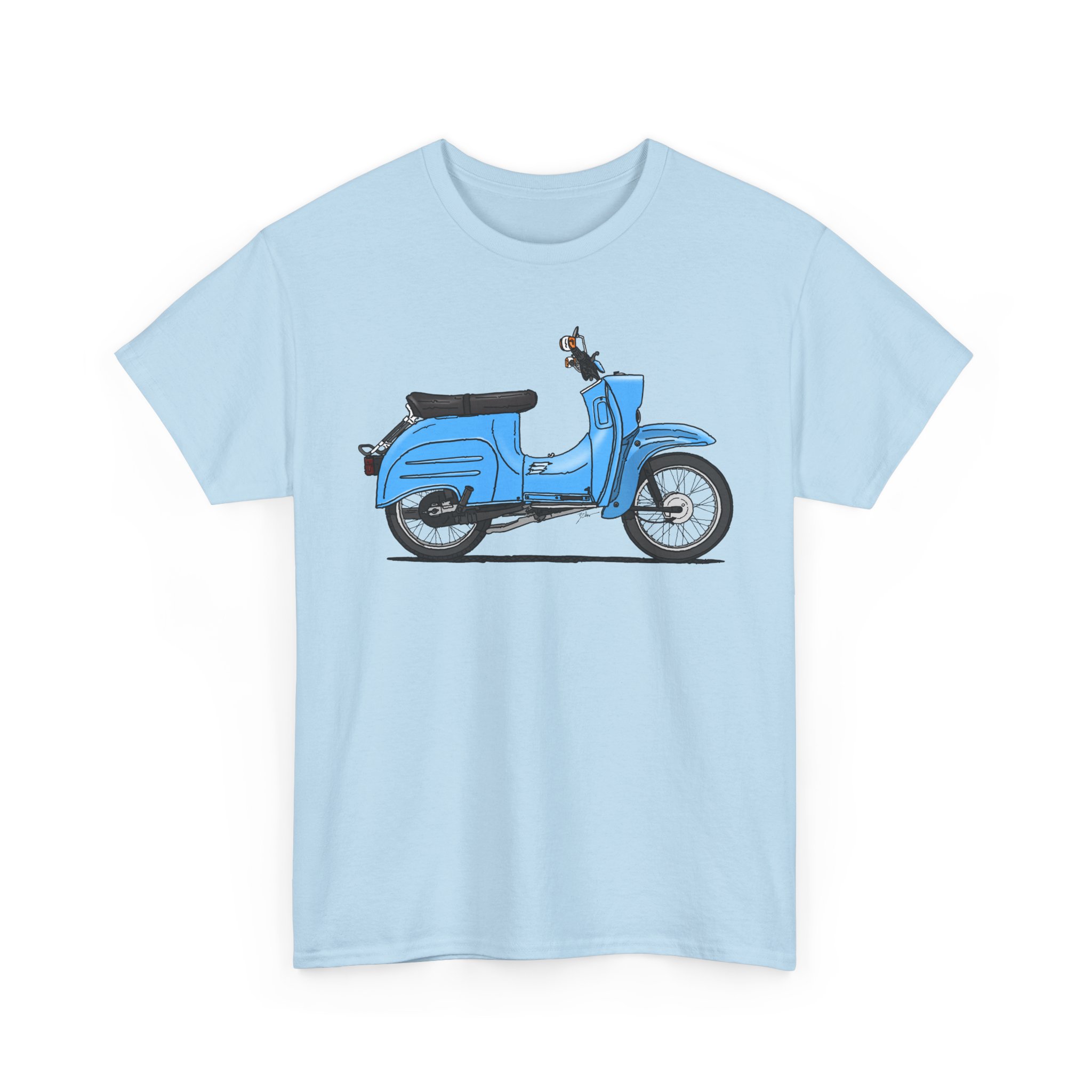 T-Shirt, Simson Schwalbe KR51/1, Strichzeichnung, Blau – Bild 3