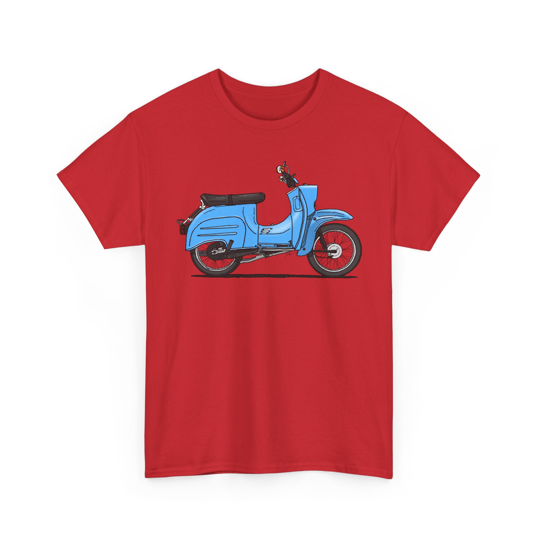 T-Shirt, Simson Schwalbe KR51/1, Strichzeichnung, Blau – Bild 6