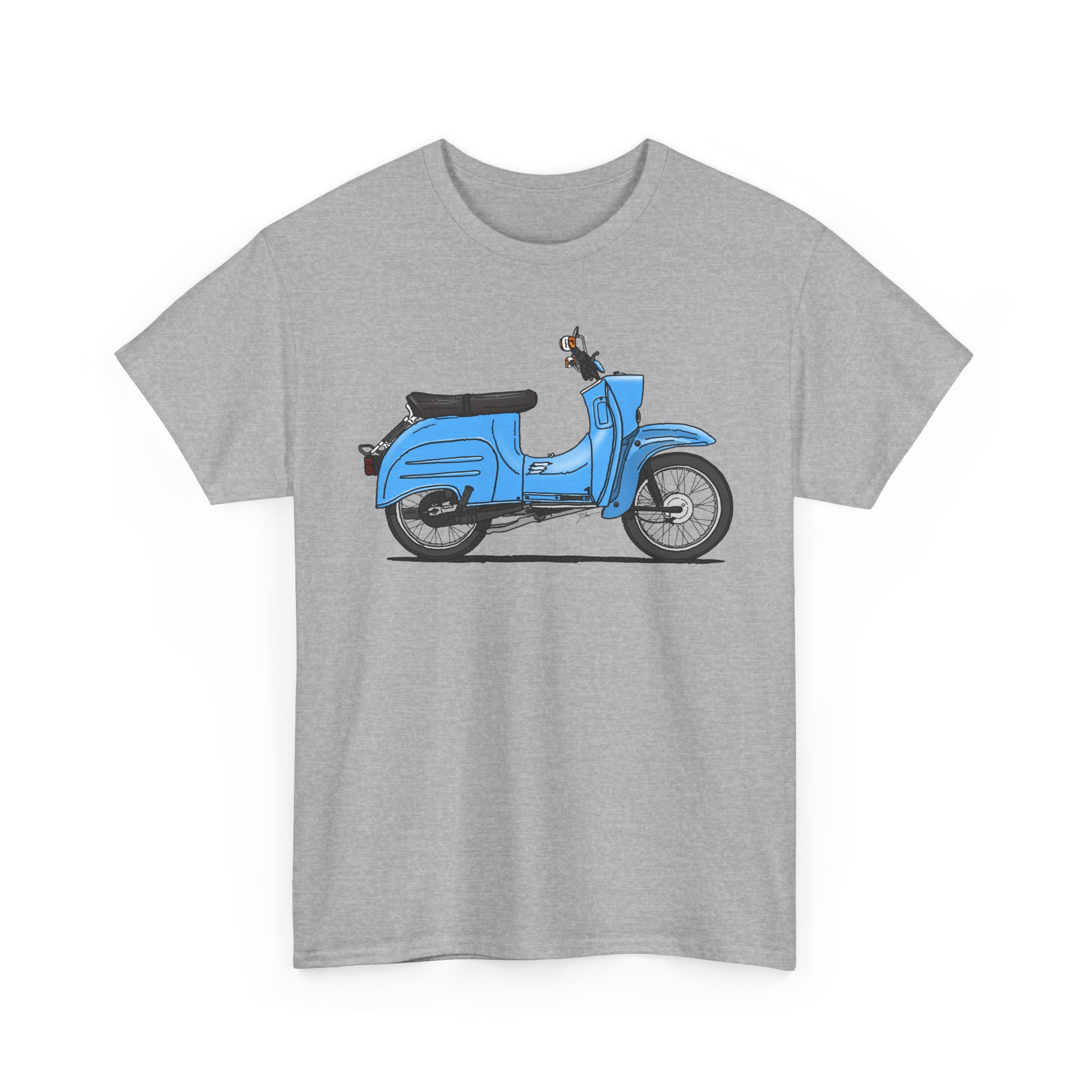 T-Shirt, Simson Schwalbe KR51/1, Strichzeichnung, Blau