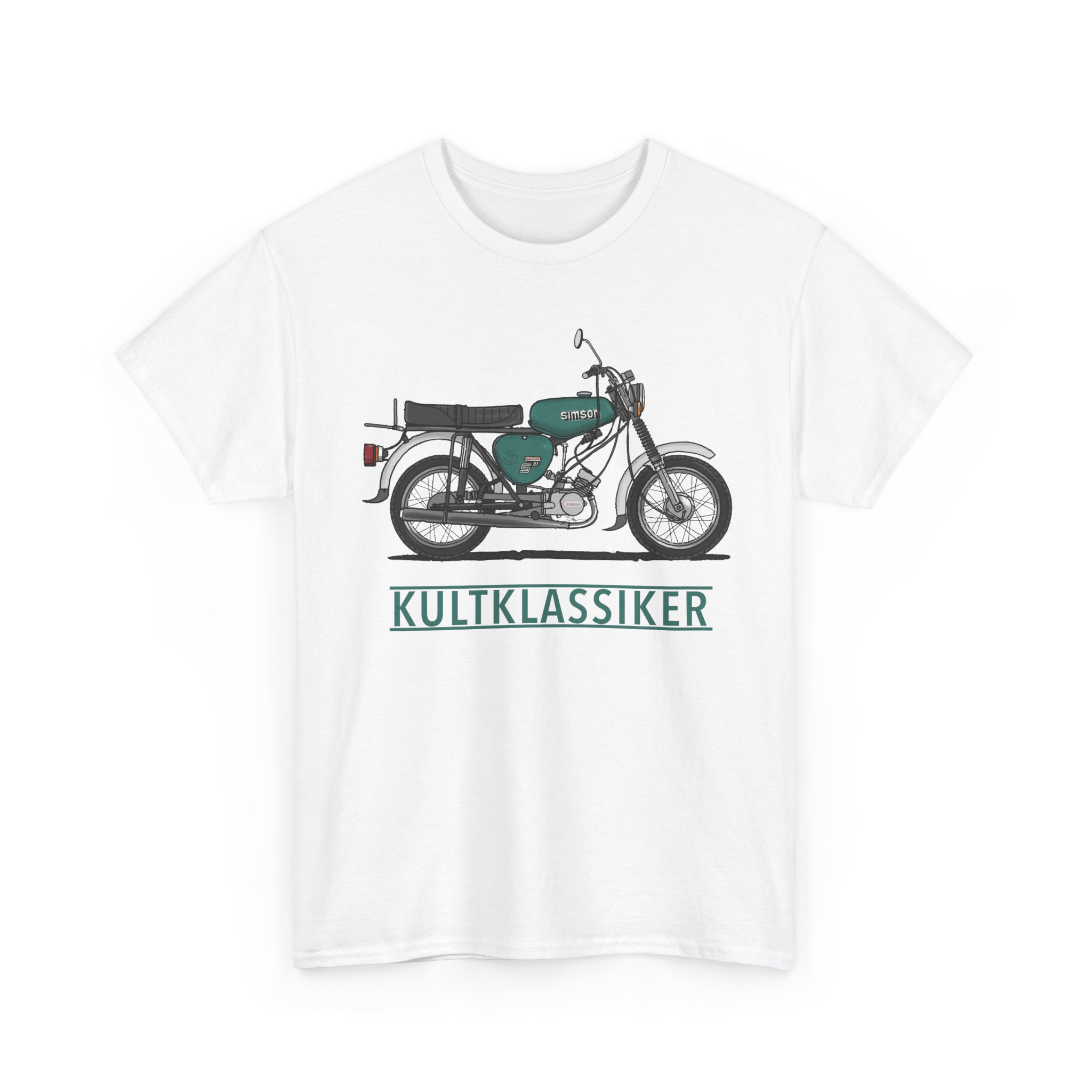 T-Shirt, Simson S51, Strichzeichnung, Grün, Schriftzug KULTKLASSIKER – Bild 8