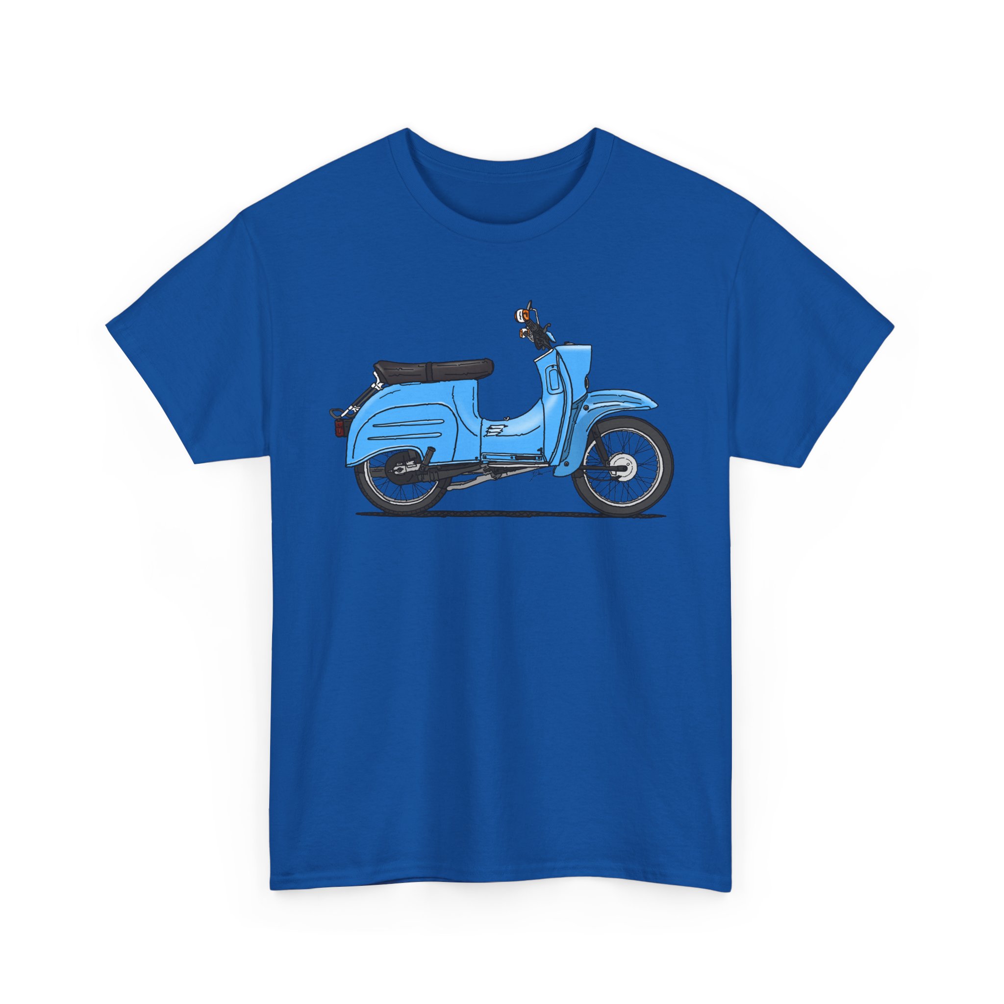 T-Shirt, Simson Schwalbe KR51/1, Strichzeichnung, Blau – Bild 7