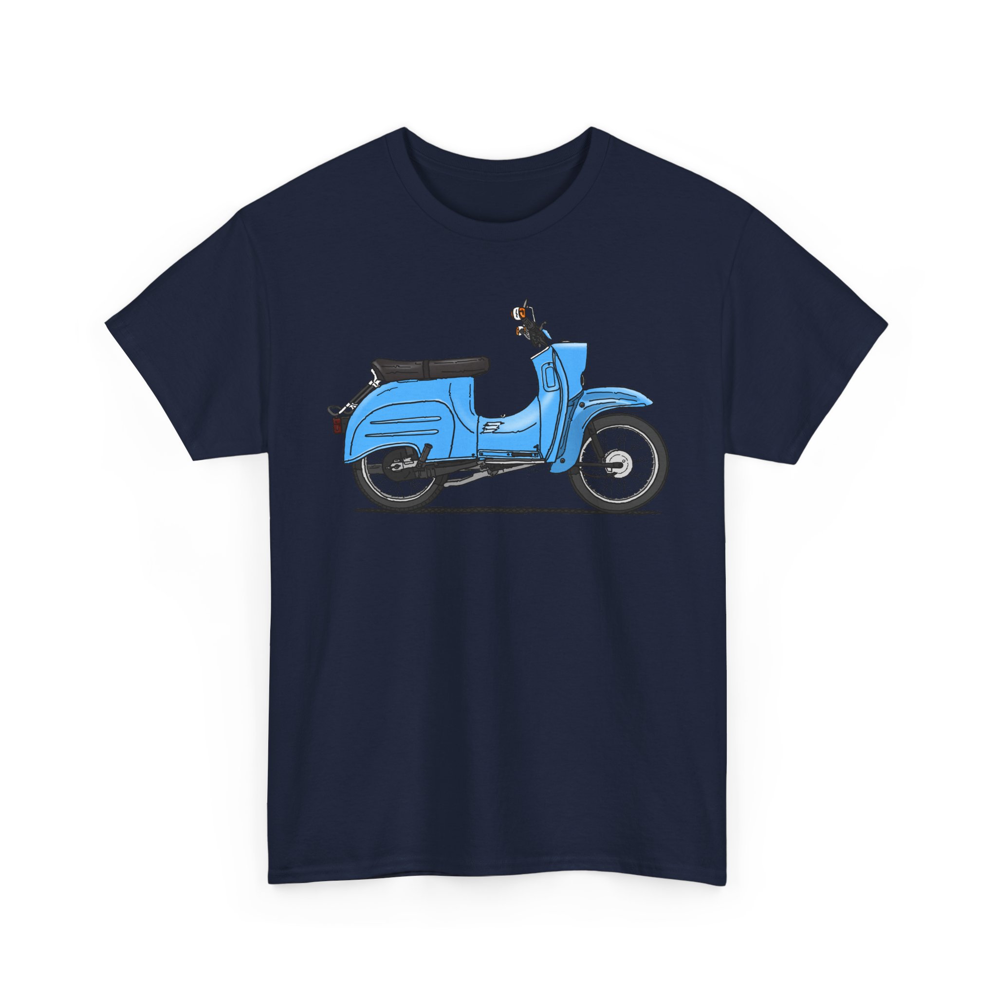 T-Shirt, Simson Schwalbe KR51/1, Strichzeichnung, Blau – Bild 5
