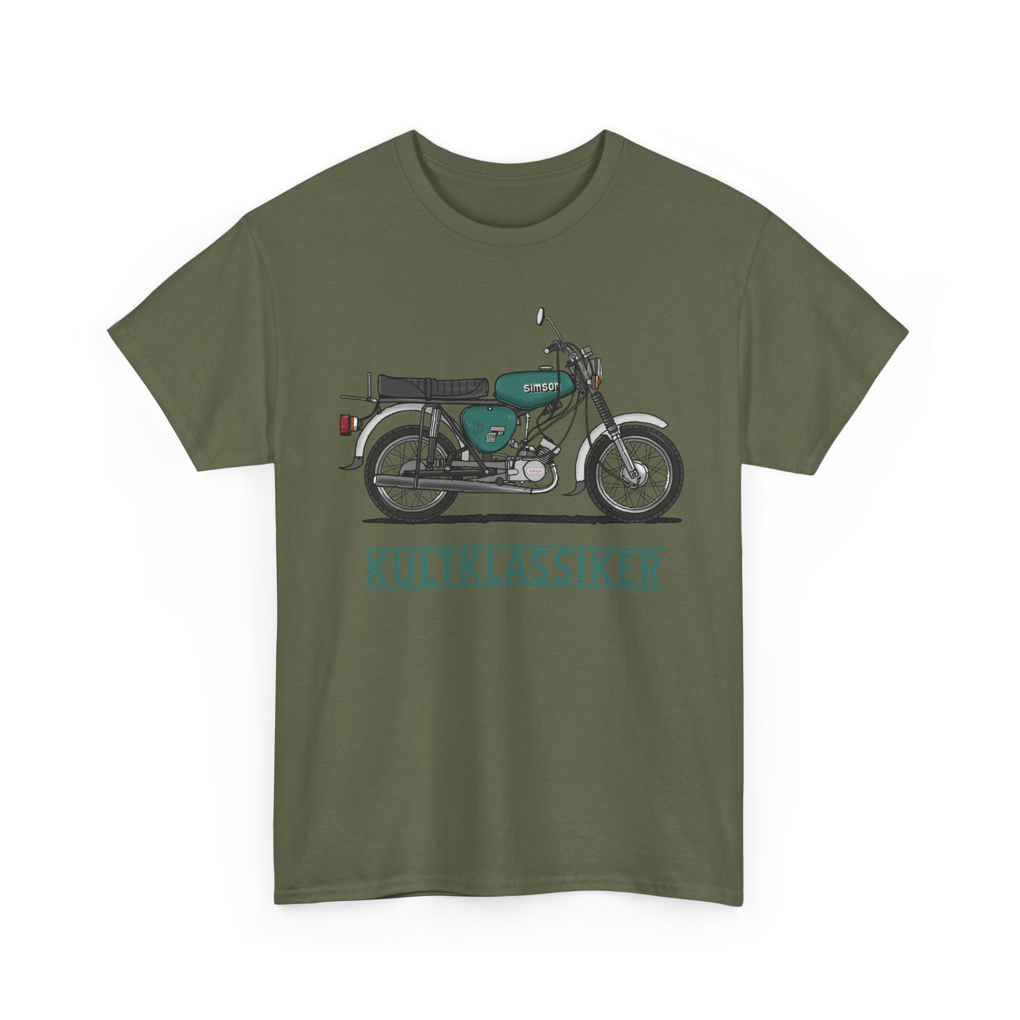 T-Shirt, Simson S51, Strichzeichnung, Grün, Schriftzug KULTKLASSIKER – Bild 10