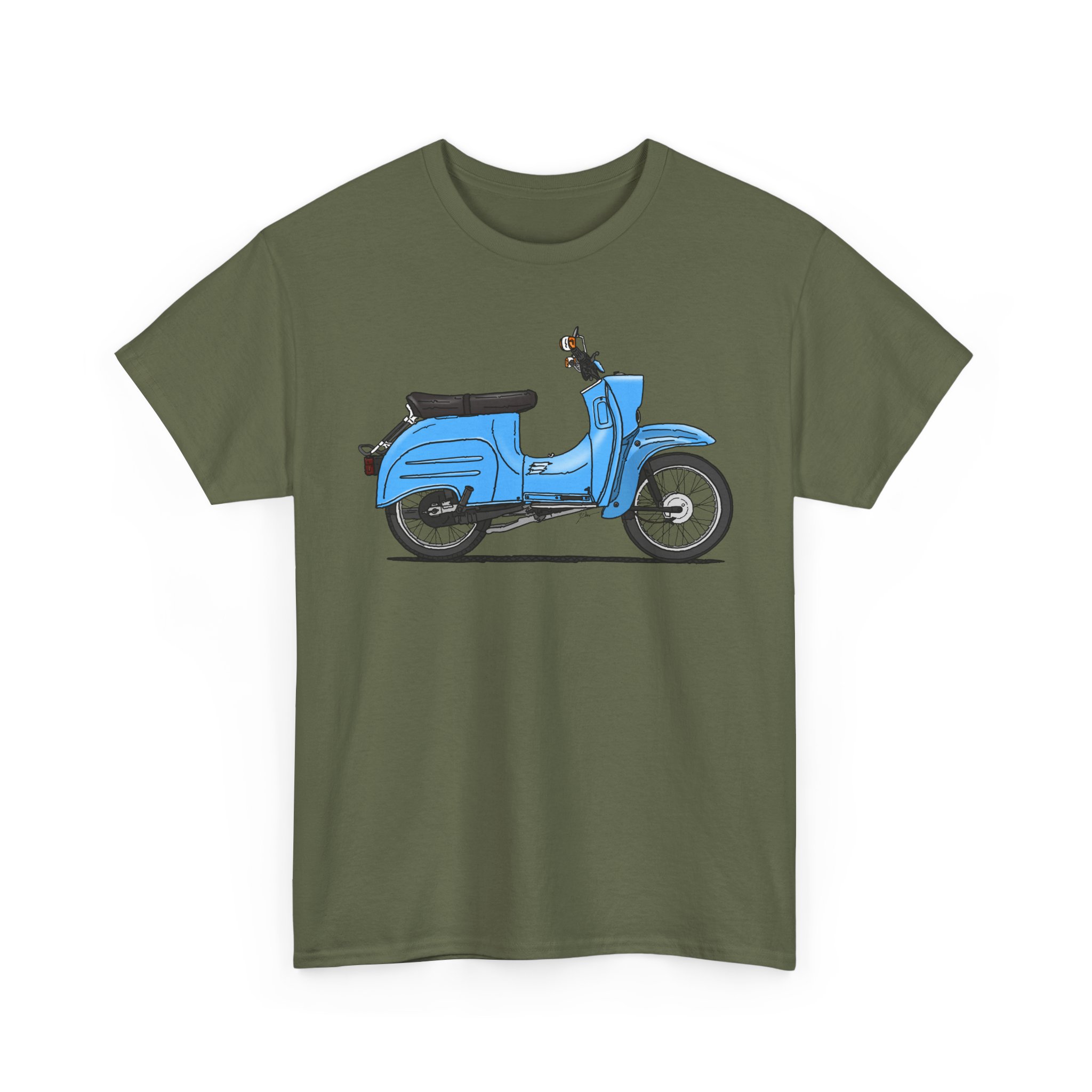 T-Shirt, Simson Schwalbe KR51/1, Strichzeichnung, Blau – Bild 10