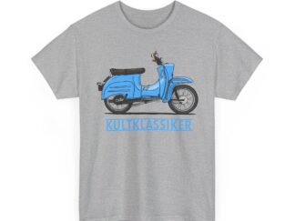 T-Shirt, Simson Schwalbe KR51/1, Strichzeichnung, Blau, Schriftzug KULTKLASSIKER