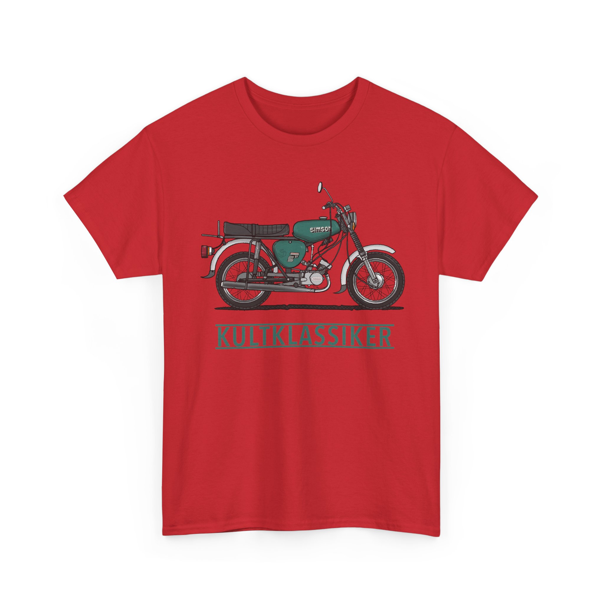 T-Shirt, Simson S51, Strichzeichnung, Grün, Schriftzug KULTKLASSIKER – Bild 5