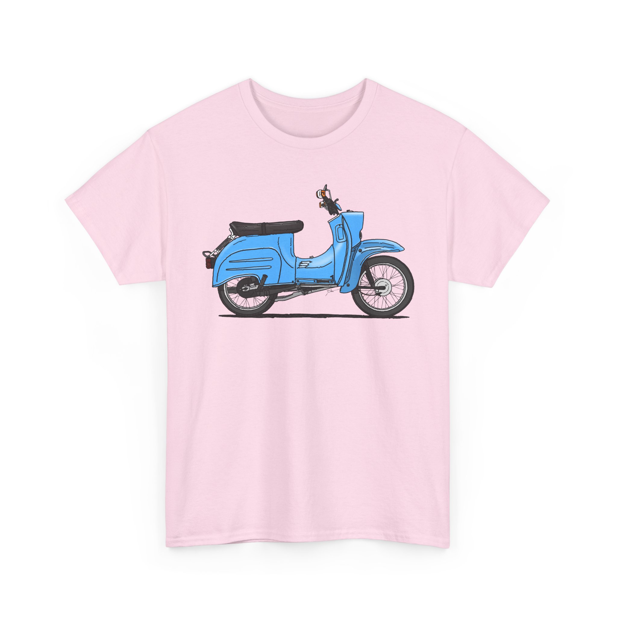 T-Shirt, Simson Schwalbe KR51/1, Strichzeichnung, Blau – Bild 4
