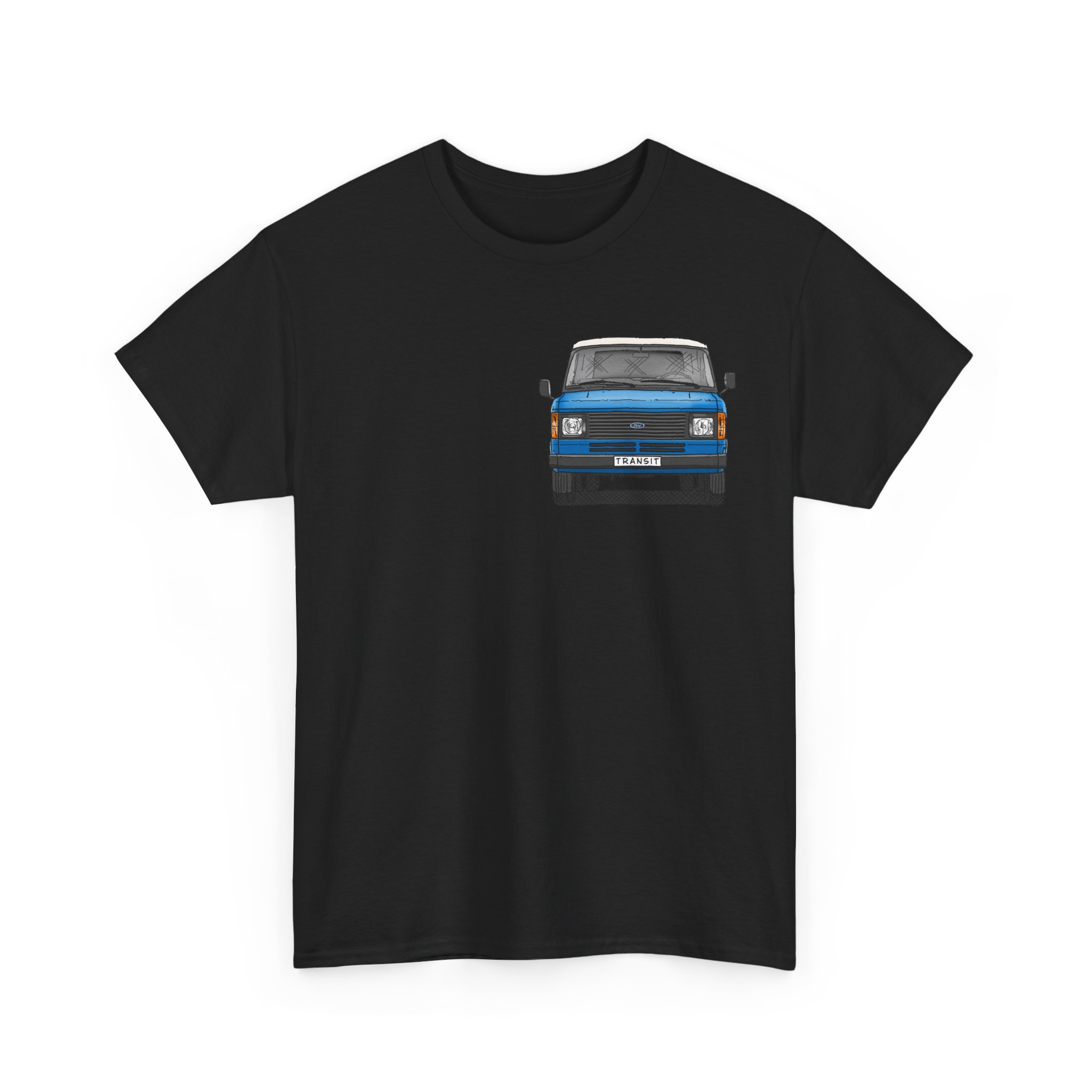 T-Shirt, Ford Transit Mk2, Strichzeichnung mittlere Größe, Blau, eigenes Kennzeichen möglich – Bild 8