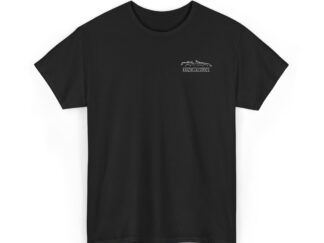 T-Shirt, Stickerei links, Porsche 968 Cabrio, Text KULTKLASSIKER, Weiße Schrift