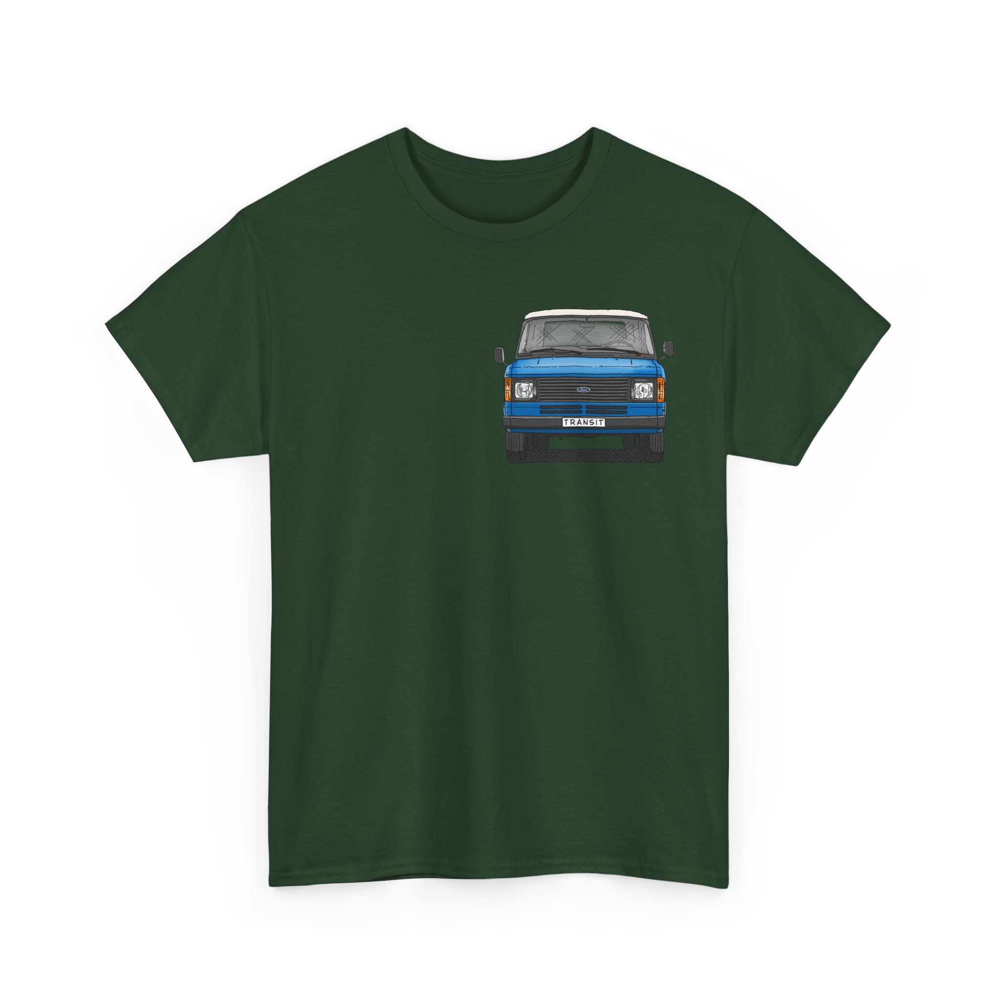 T-Shirt, Ford Transit Mk2, Strichzeichnung mittlere Größe, Blau, eigenes Kennzeichen möglich – Bild 10