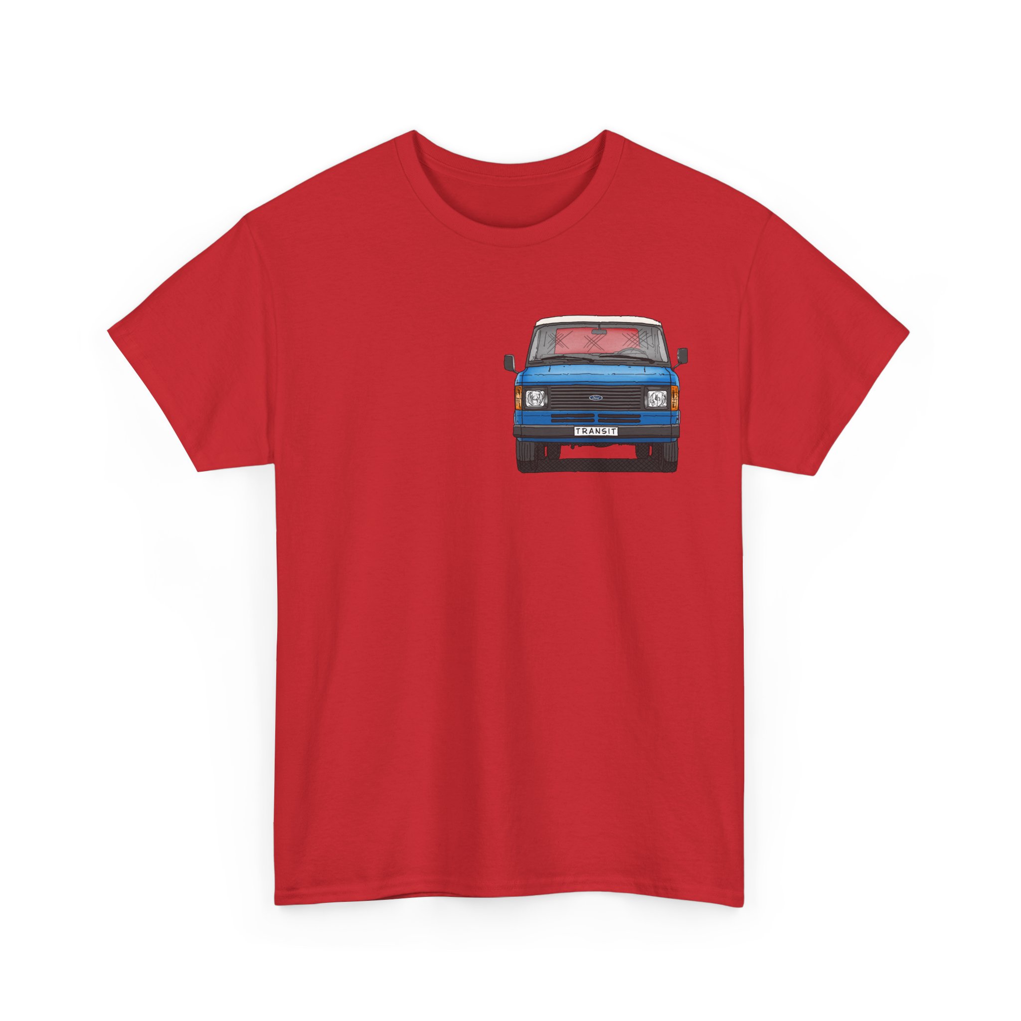 T-Shirt, Ford Transit Mk2, Strichzeichnung mittlere Größe, Blau, eigenes Kennzeichen möglich – Bild 5