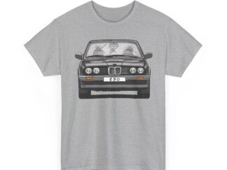 T-Shirt, BMW E30 Cabrio, 3er BMW, Strichzeichnung, Schwarz, eigenes Kennzeichen möglich