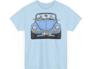 T-Shirt, VW Käfer Cabrio, 1303, Strichzeichnung, Blau, ME B 6686H