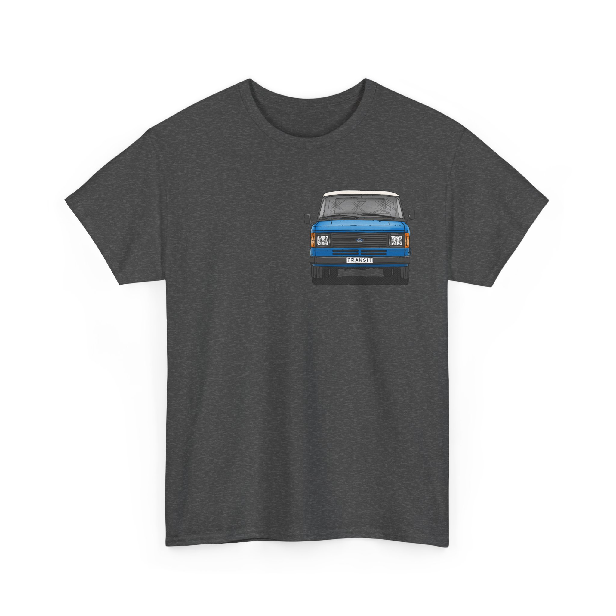 T-Shirt, Ford Transit Mk2, Strichzeichnung mittlere Größe, Blau, eigenes Kennzeichen möglich – Bild 3