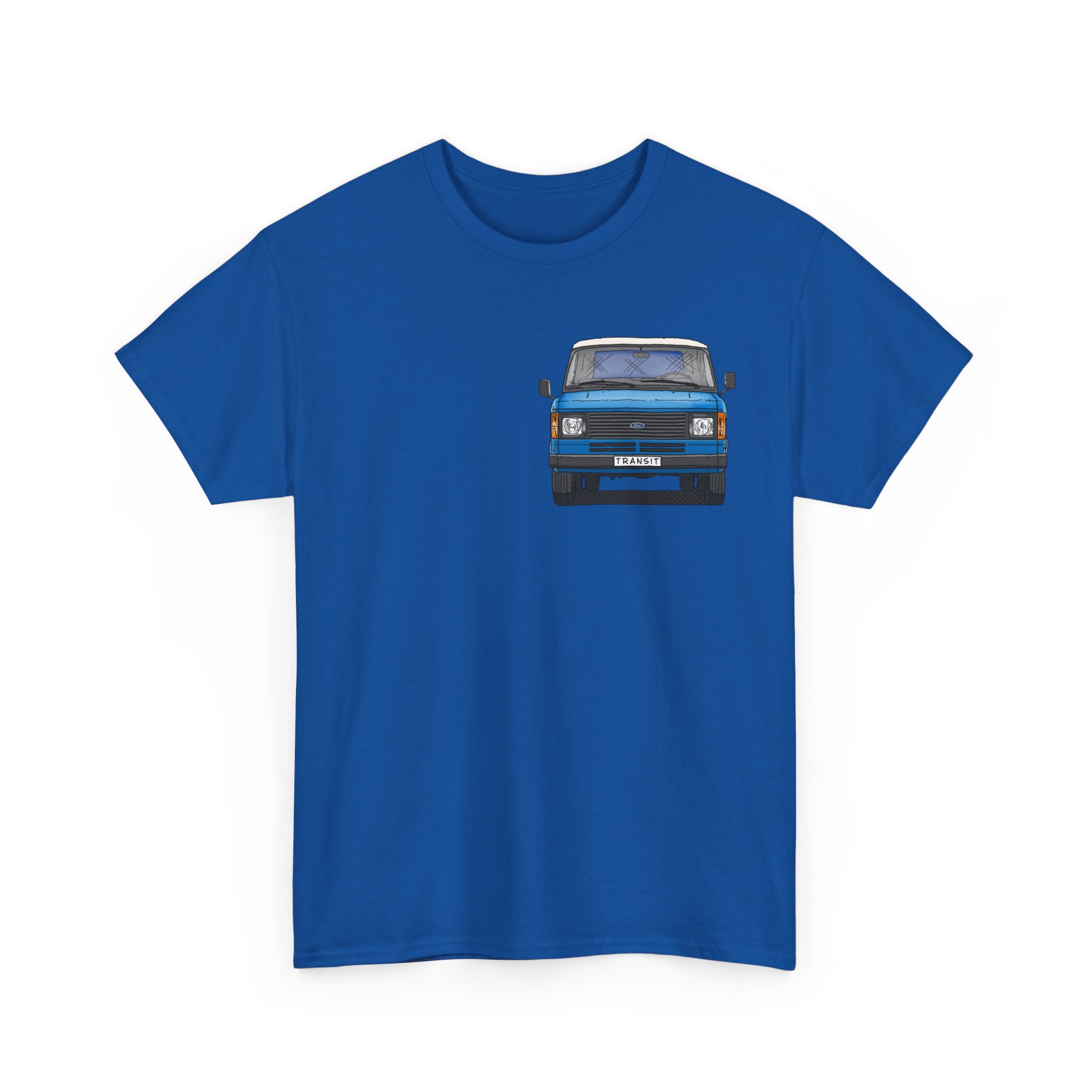 T-Shirt, Ford Transit Mk2, Strichzeichnung mittlere Größe, Blau, eigenes Kennzeichen möglich – Bild 6