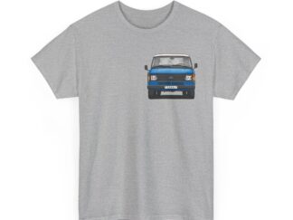 T-Shirt, Ford Transit Mk2, Strichzeichnung mittlere Größe, Blau, eigenes Kennzeichen möglich
