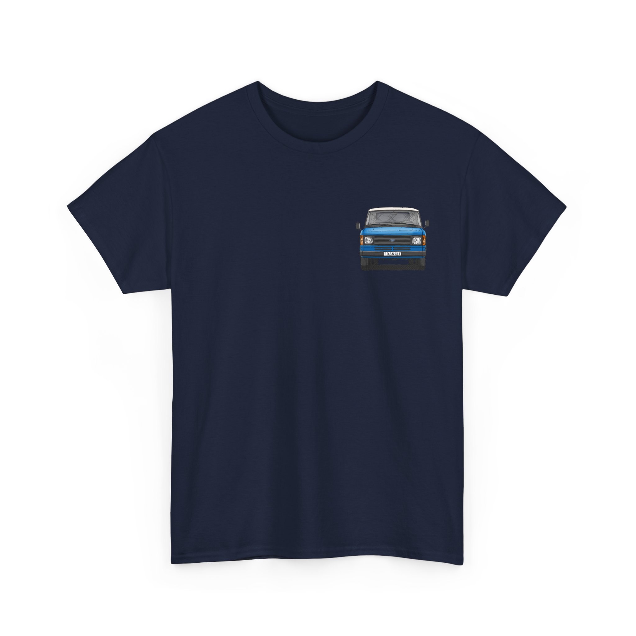T-Shirt, Ford Transit Mk2, Strichzeichnung klein, Blau, eigenes Kennzeichen möglich – Bild 4