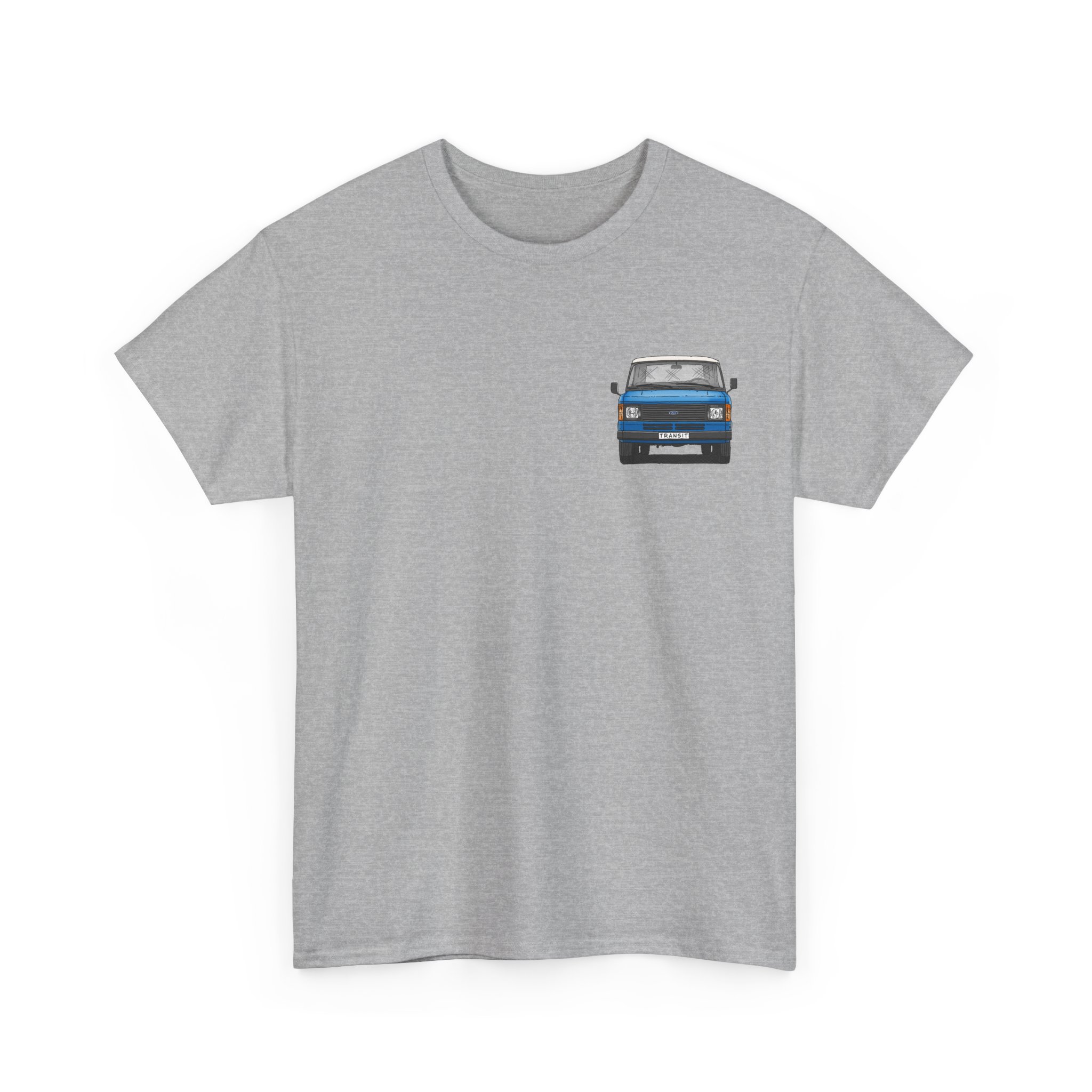 T-Shirt, Ford Transit Mk2, Strichzeichnung klein, Blau, eigenes Kennzeichen möglich