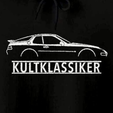 T-Shirt, Stickerei links, Porsche 968 Coupe, Text KULTKLASSIKER, Weiße Schrift – Bild 2