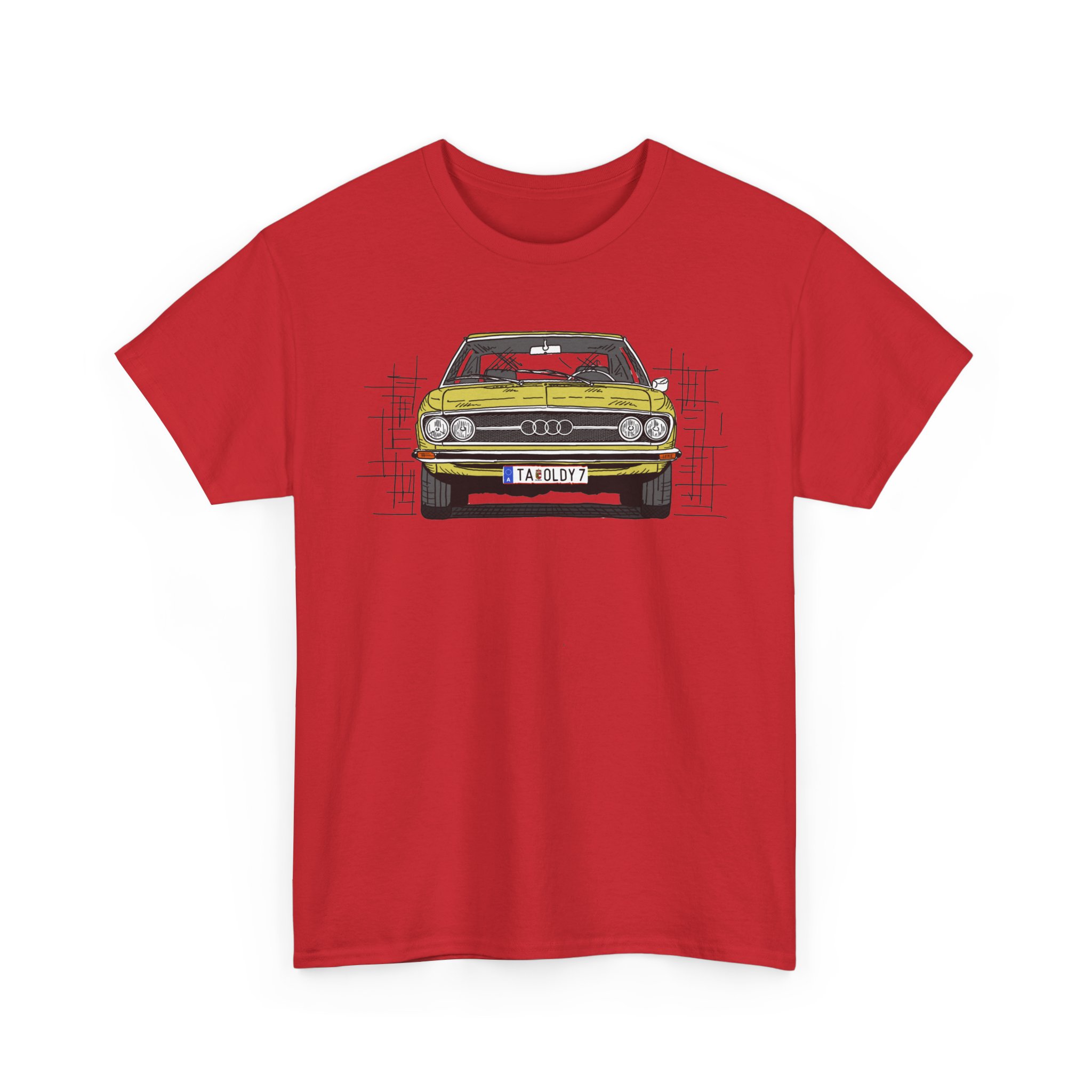 T-Shirt, Audi 100 C1, Strichzeichnung, Gelb, TA OLDY 7 – Bild 10