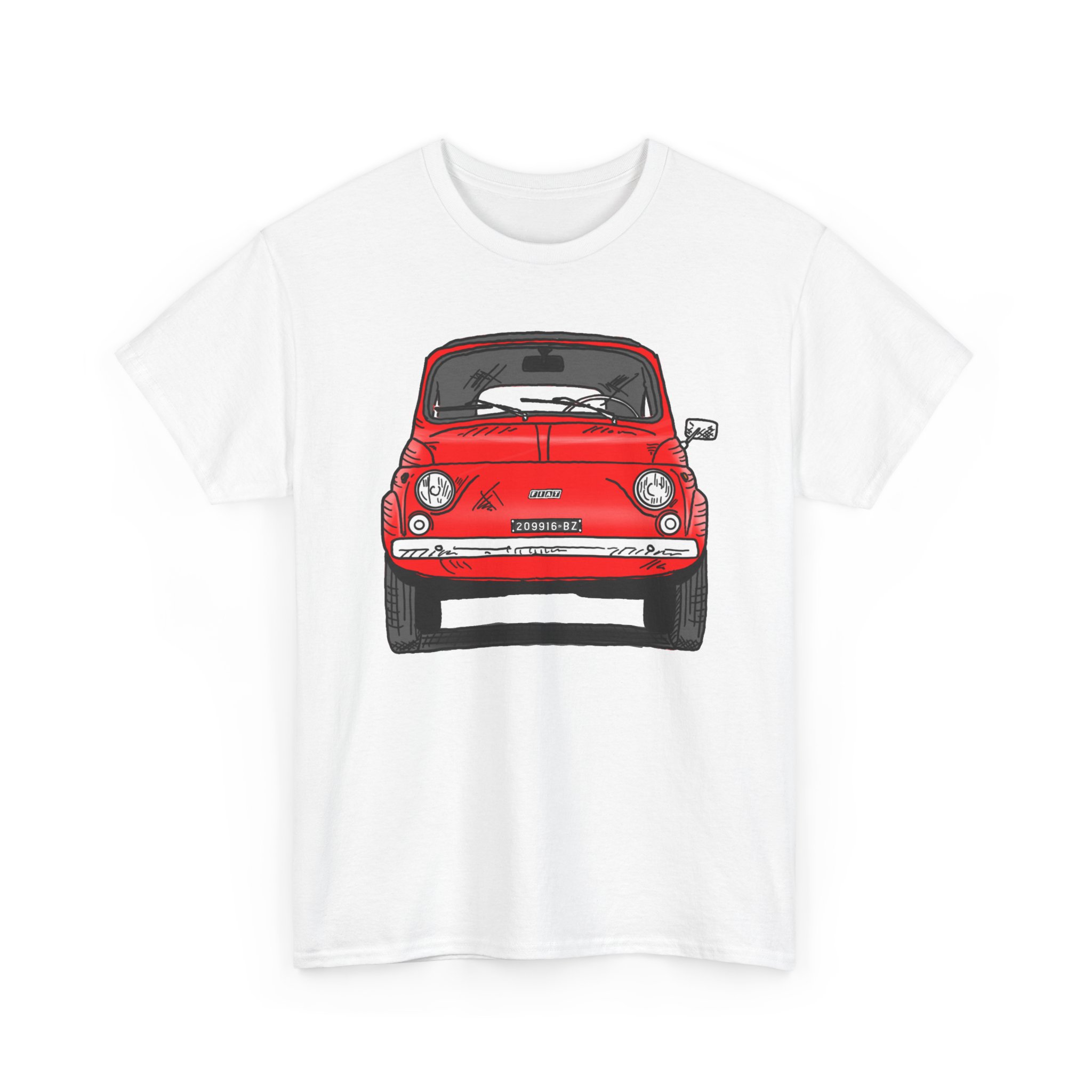 T-Shirt, Fiat 500 Cinquecento, Strichzeichnung, Rot, 209916 BZ – Bild 2