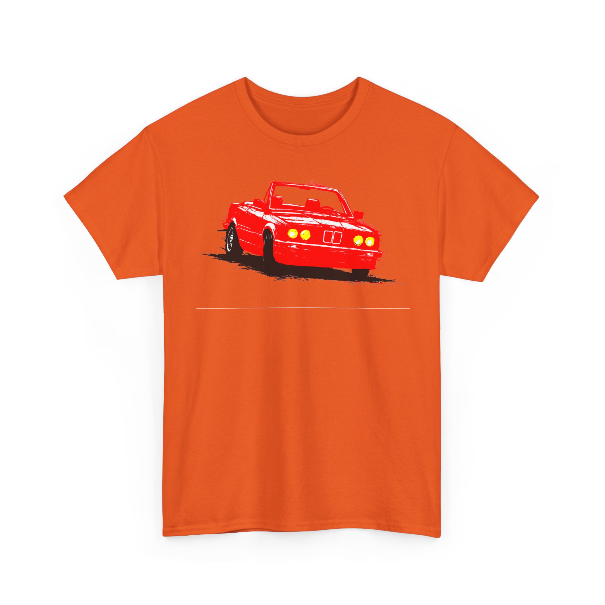 T-Shirt, BMW E30 Cabrio, Kritzel-Kratzel-Auto, Rot1, großer feiner Druck – Bild 9