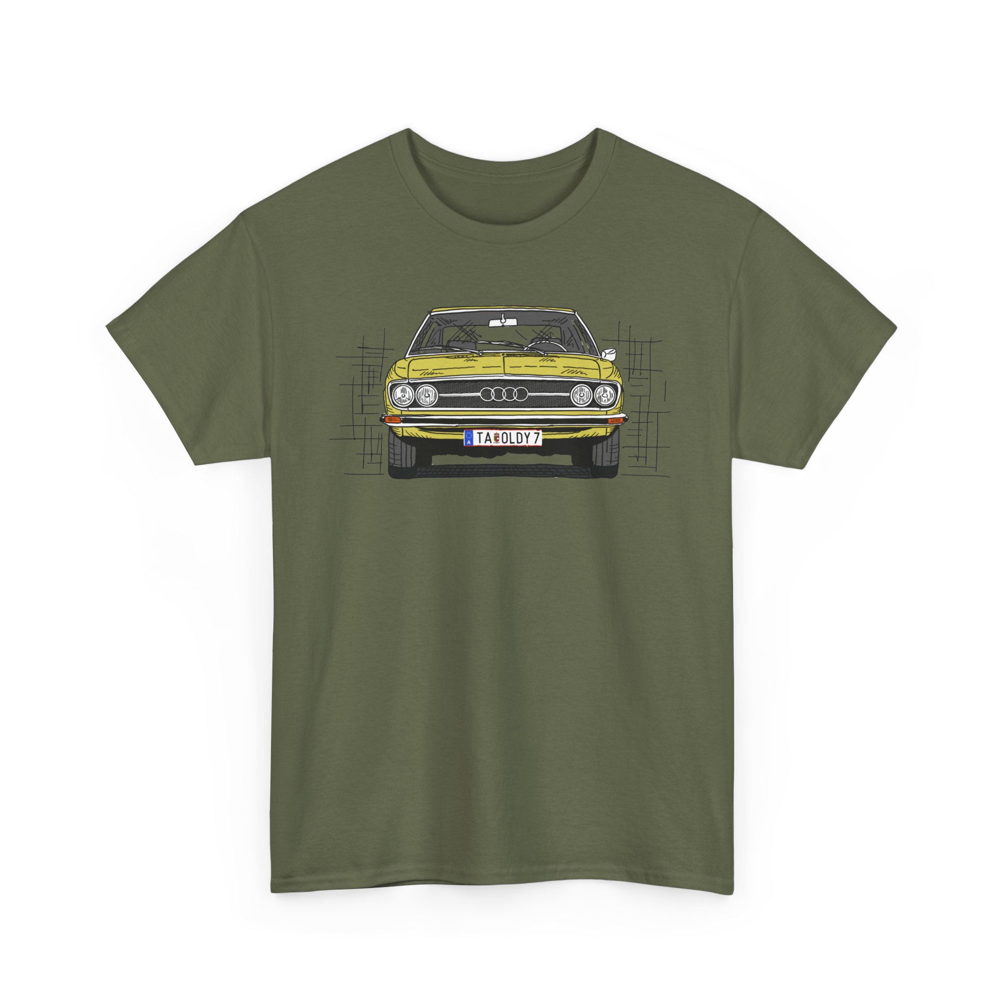 T-Shirt, Audi 100 C1, Strichzeichnung, Gelb, TA OLDY 7 – Bild 6